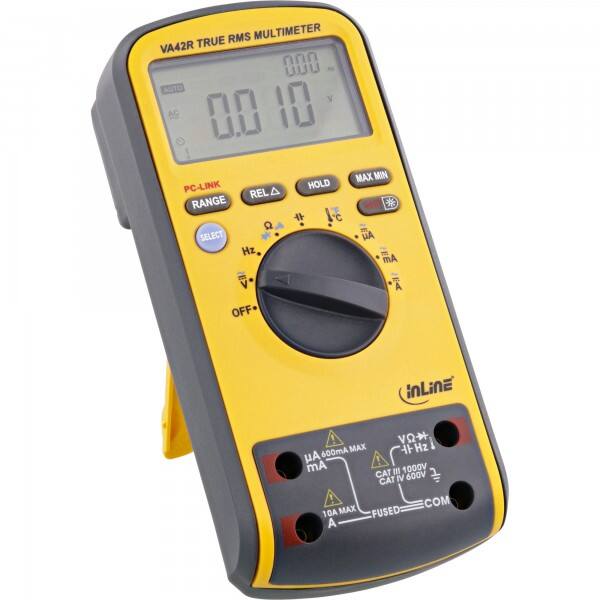 Inline Tragbares Multimeter 43126 Stromversorgung: Batterie Test Typ: Spannung, Strom, Widerstand, Frequenz, Kapazität, Temperatur