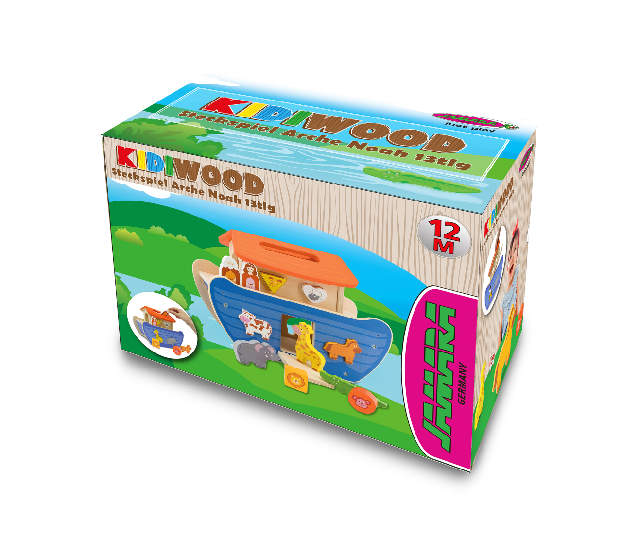 Jamara e.K. JAMARA Holzspielzeug Kidiwood Steckspiel Arche Noah 13tlg.