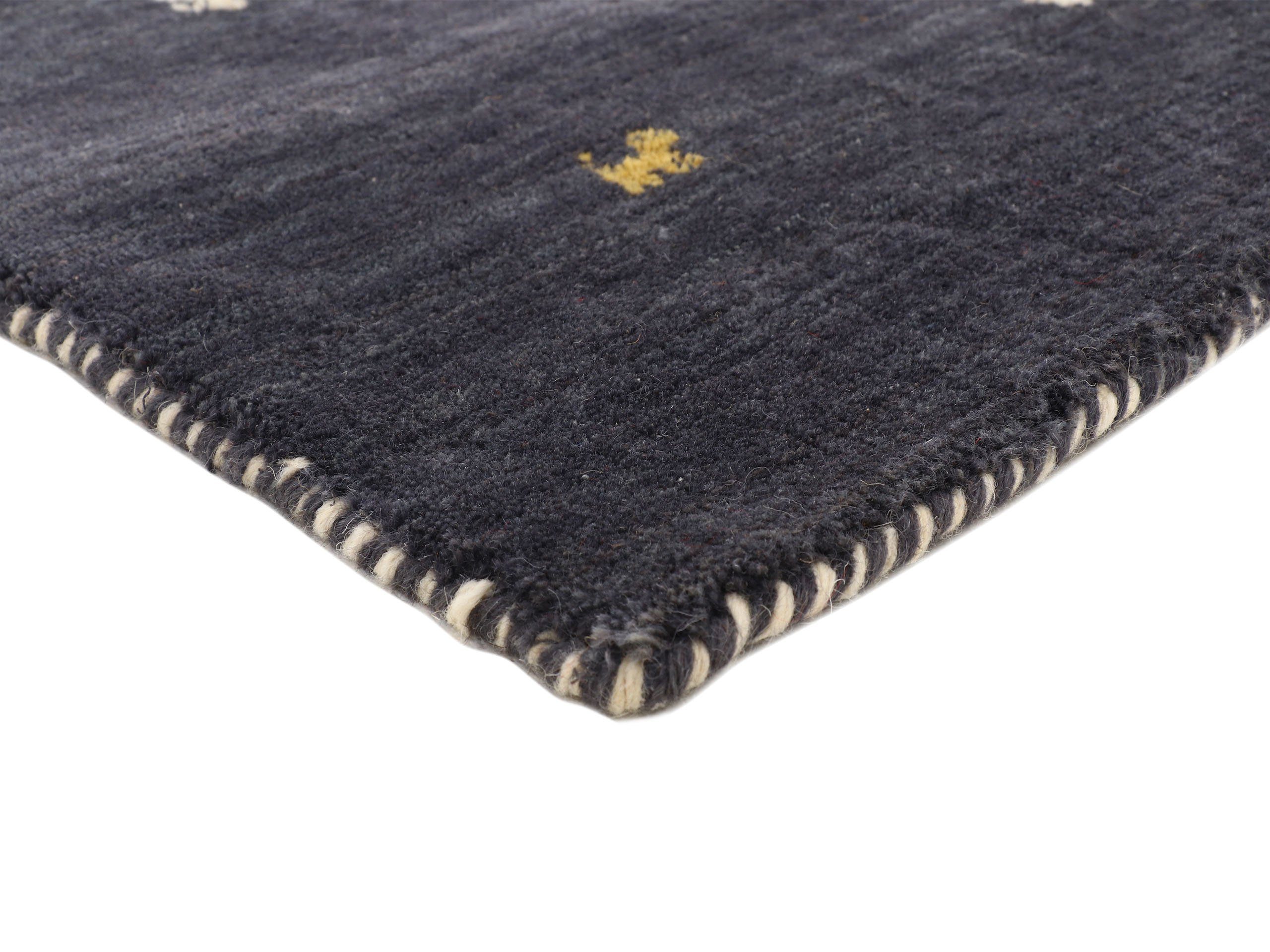 Wollteppich Gabbeh-Uni, carpetfine, quadratisch, Höhe: 15 mm, reine Wolle, handgewebt, Gabbeh Loom Tiermotiv, Sonderform Quadrat