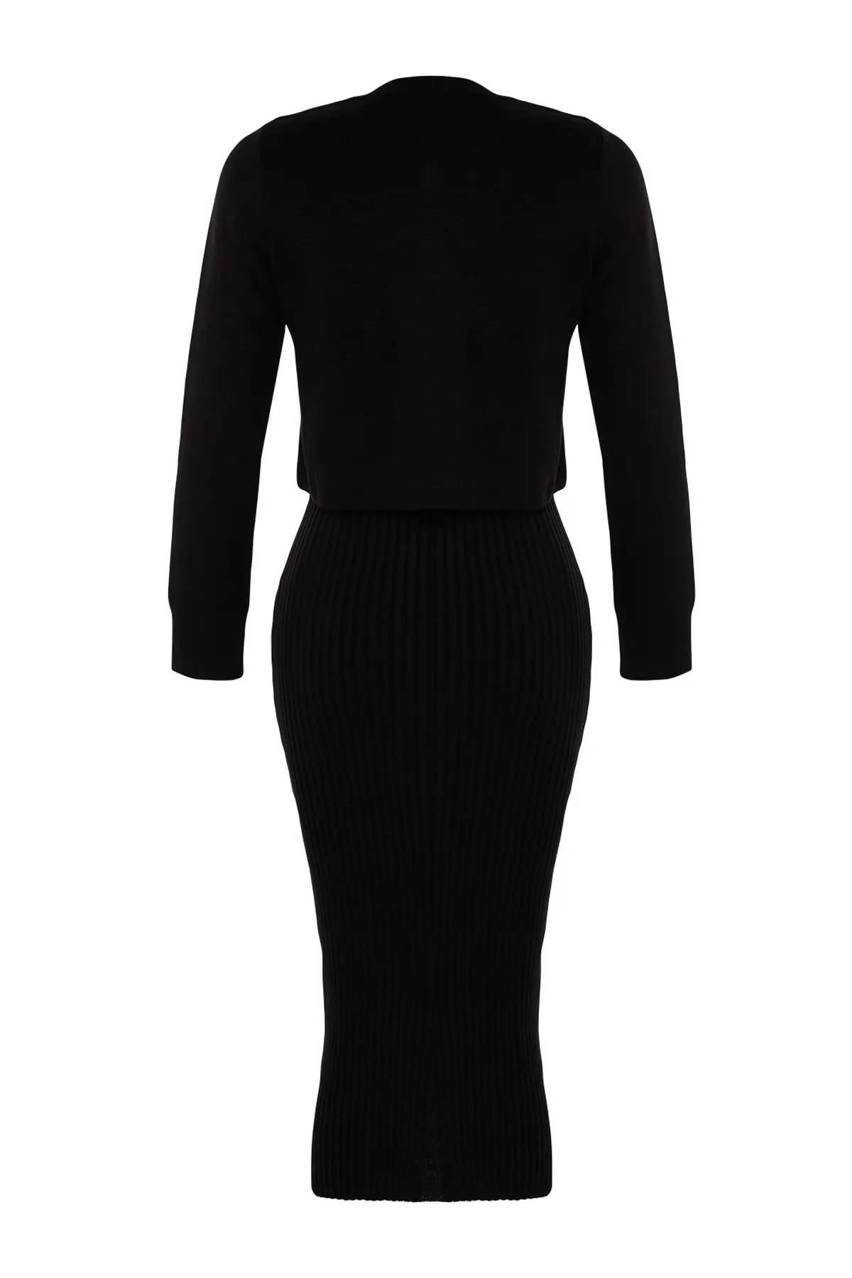 Trendyol Collection  Schwarzer Midi-Strick-Cardigan-Anzug TWOSS23EL00738