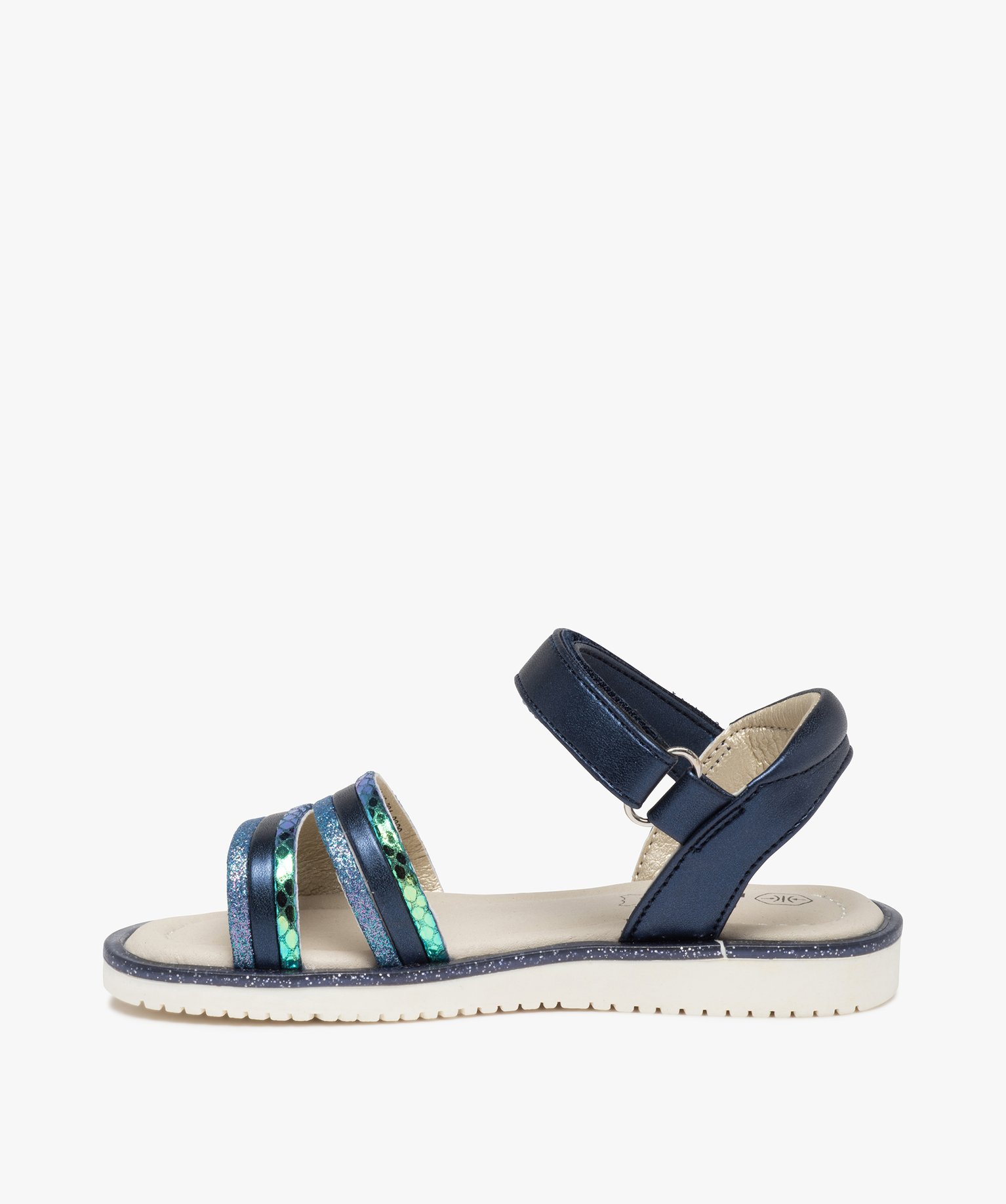 Sandales fille à brides brillantes et pailletées bleu | GEMO