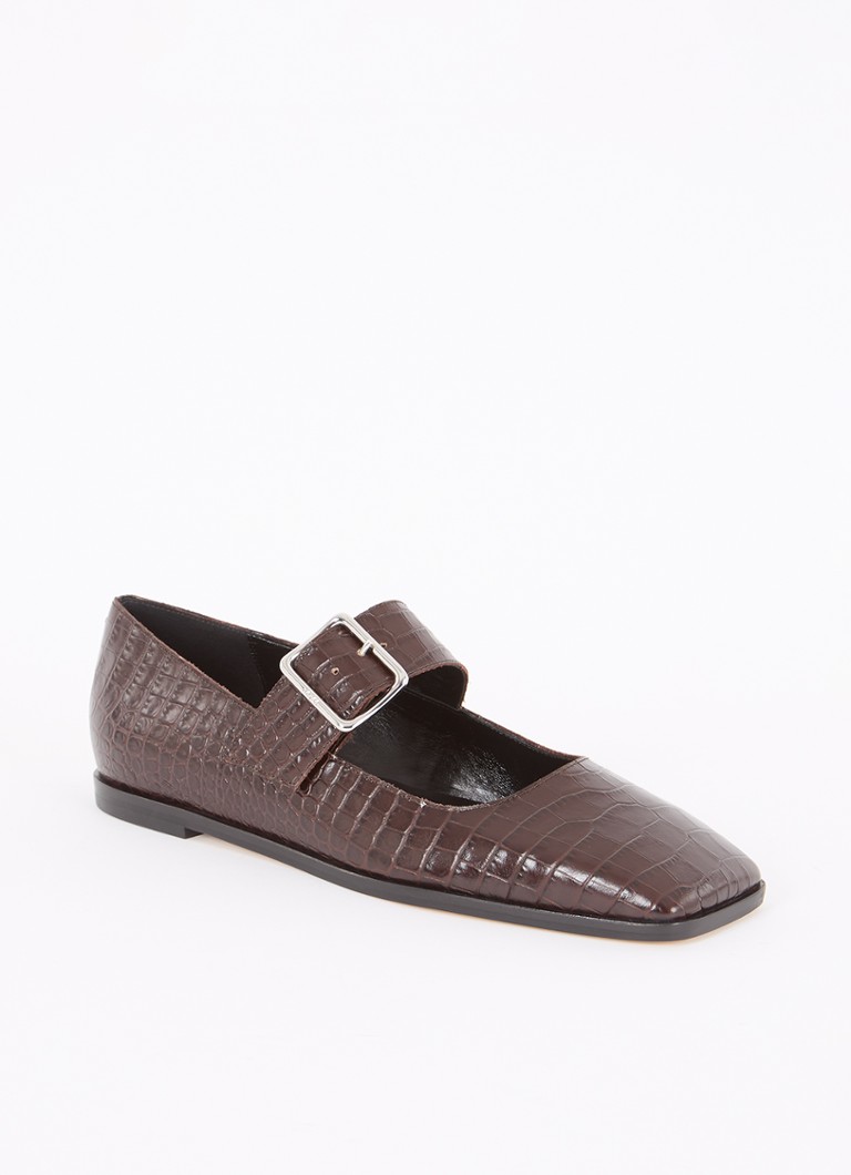 Aeyde Sunny calfskin ballerina with crocodile texture