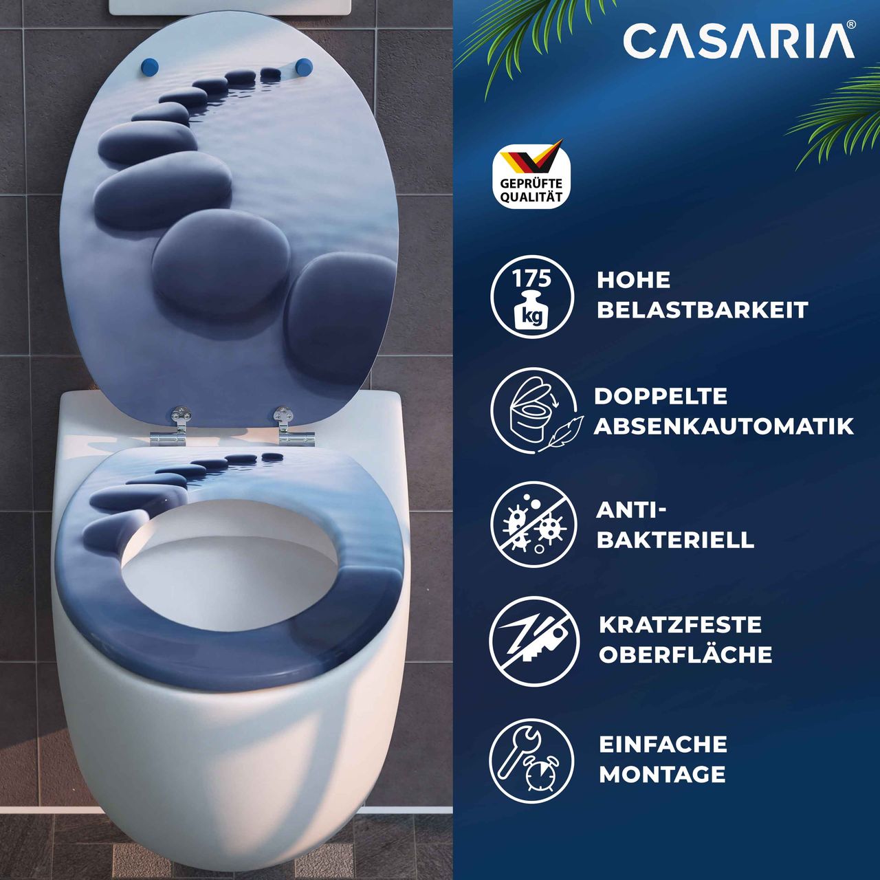 Casaria Toilettensitz Stonedesign mit Absenkautomatik