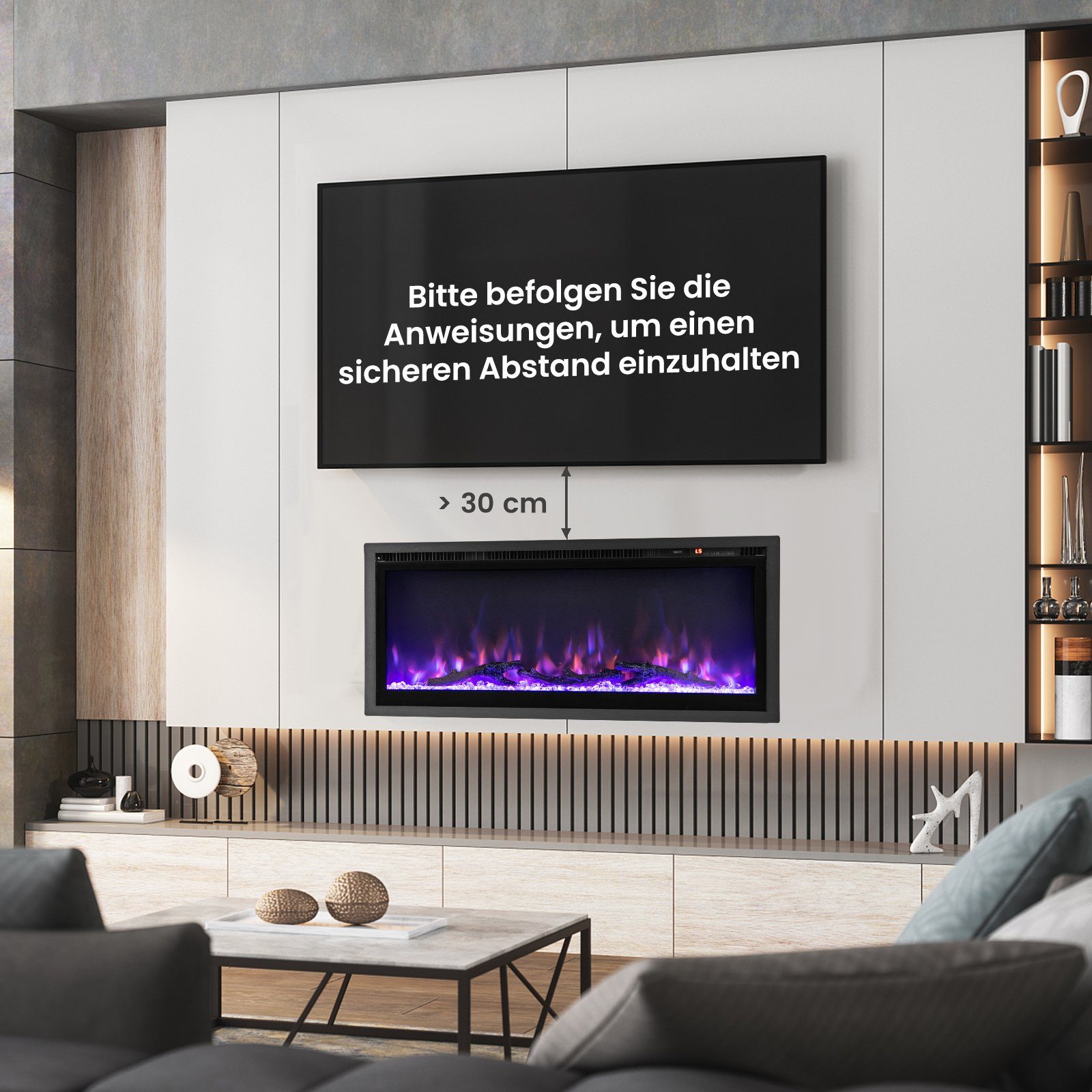 COSTWAY Elektrokamin, 750W/1500W, für 36