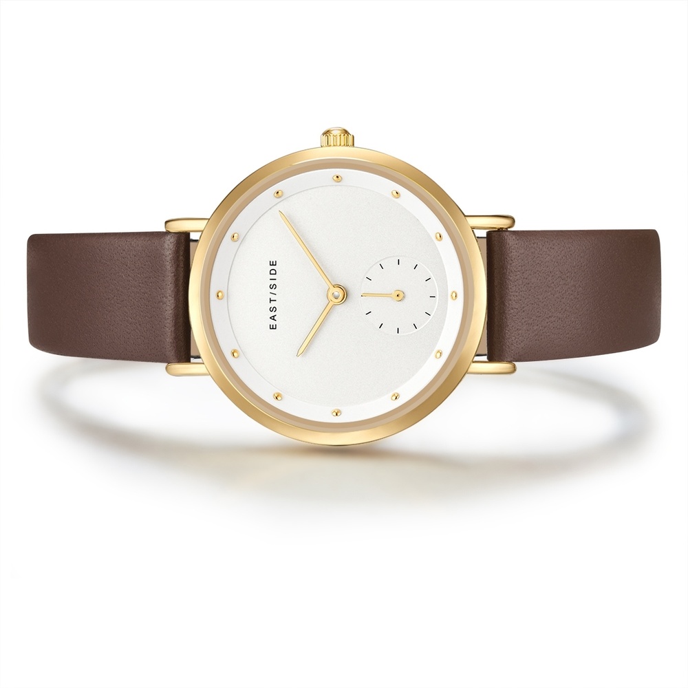 EASTSIDE Montre à quartz Pranera en Or jaune Cuir véritable en Marron Montre