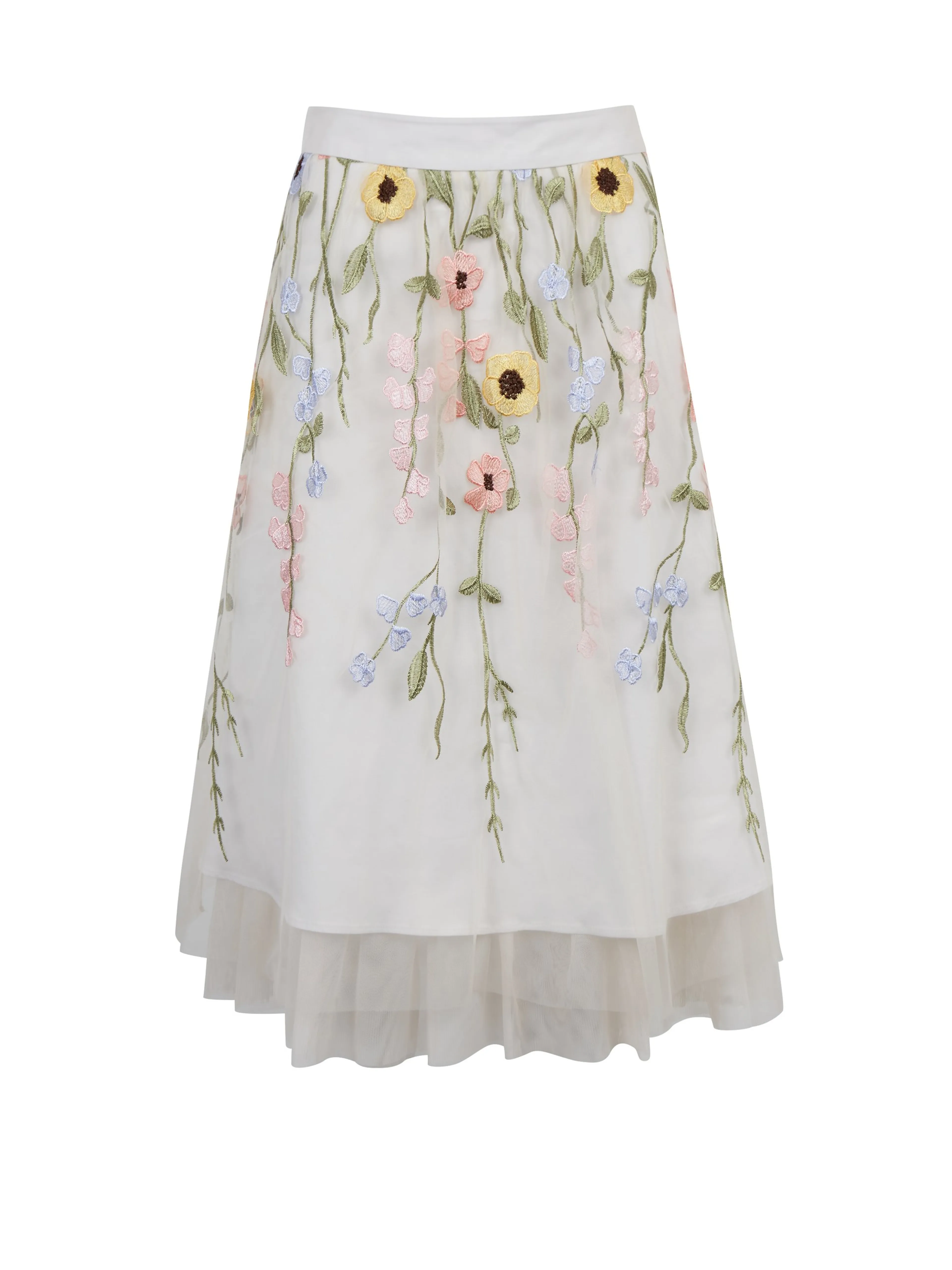 Cremefarbener Damen-Midirock mit Blumenmuster ORSAY