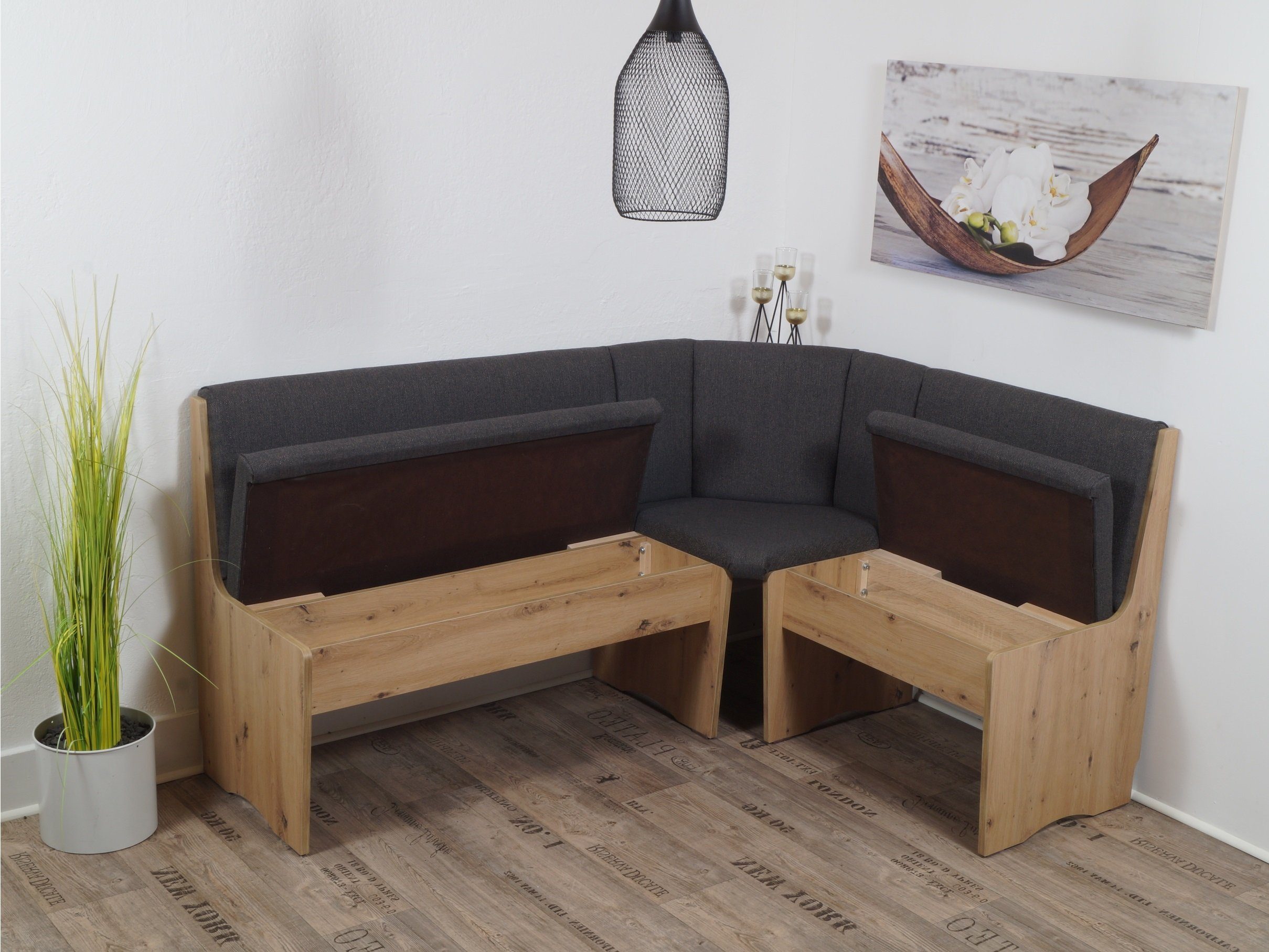Stolebaenk Eckbankgruppe Duisburg Artisan VE/VADUAR Artemis, (Eckbankgruppe, 1 x Eckbank, 1 x Tisch, 2 x Stuhl)
