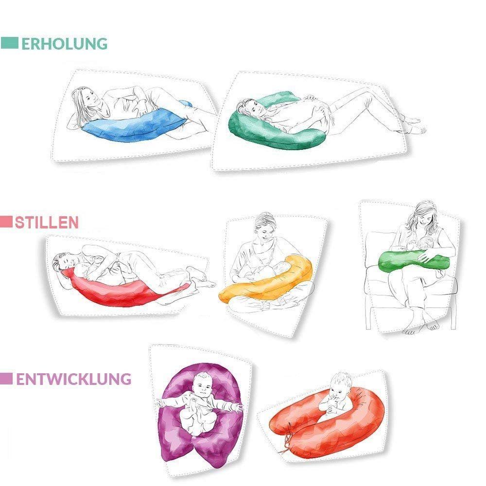 SEI Design Stillkissen Seitenschläferkissen Babynestchen mit EPS Mikroperlen, Schwangerschaftskissen mit Bezug, Bezug 100% Baumwolle