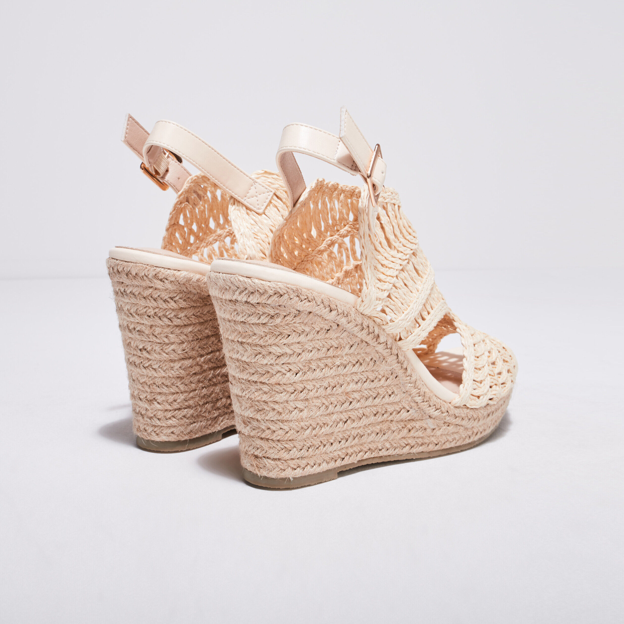 Sandales avec talons compensés ivoire femme | Cache Cache