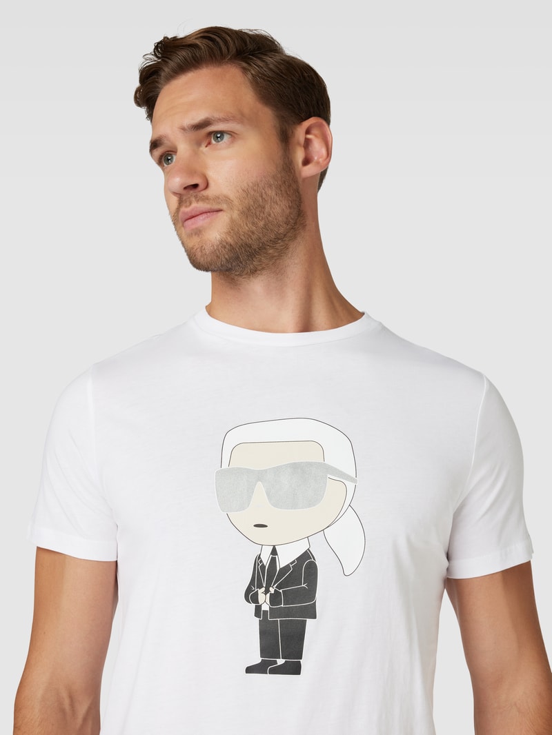 T-Shirt mit Motiv-Print in weiß