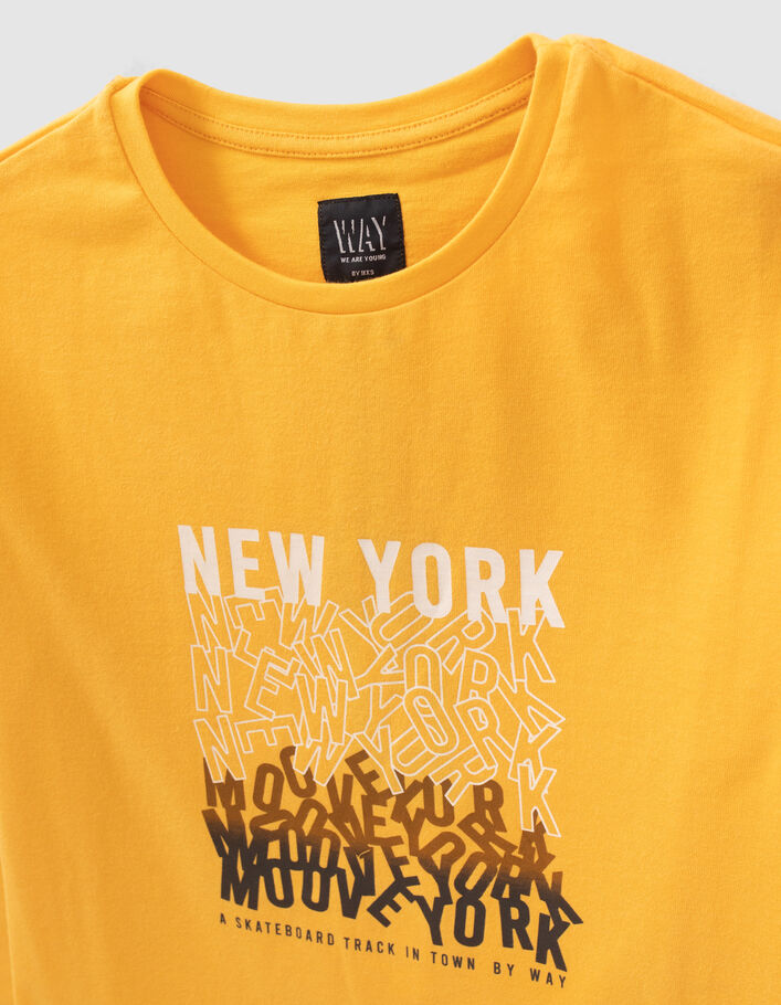 T-shirt jaune bio marquages typo garçon