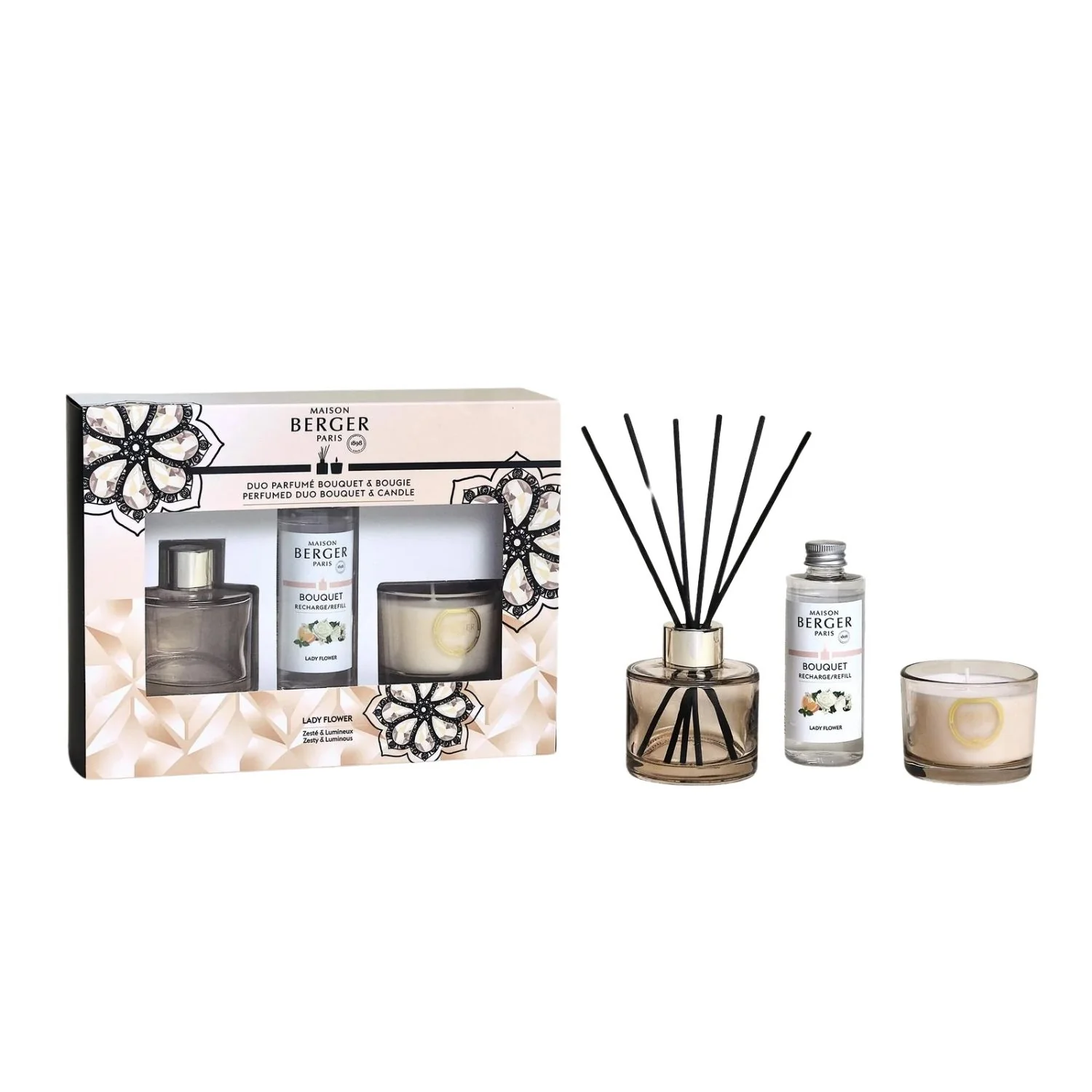 Eternity Fragrance Set - Mini Bouquet og Lady Flower Bouquet Duo - Duftdiffuser, Duftlys