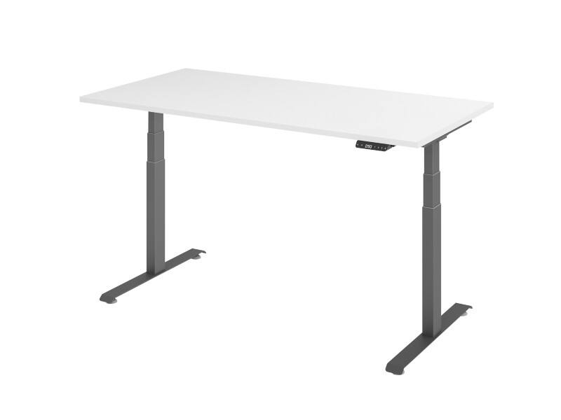 Hammerbacher Rechteckig Sitz-Stehschreibtisch Metall, Holz 1,600 x 800 x 645 - 1,295 mm Weiß