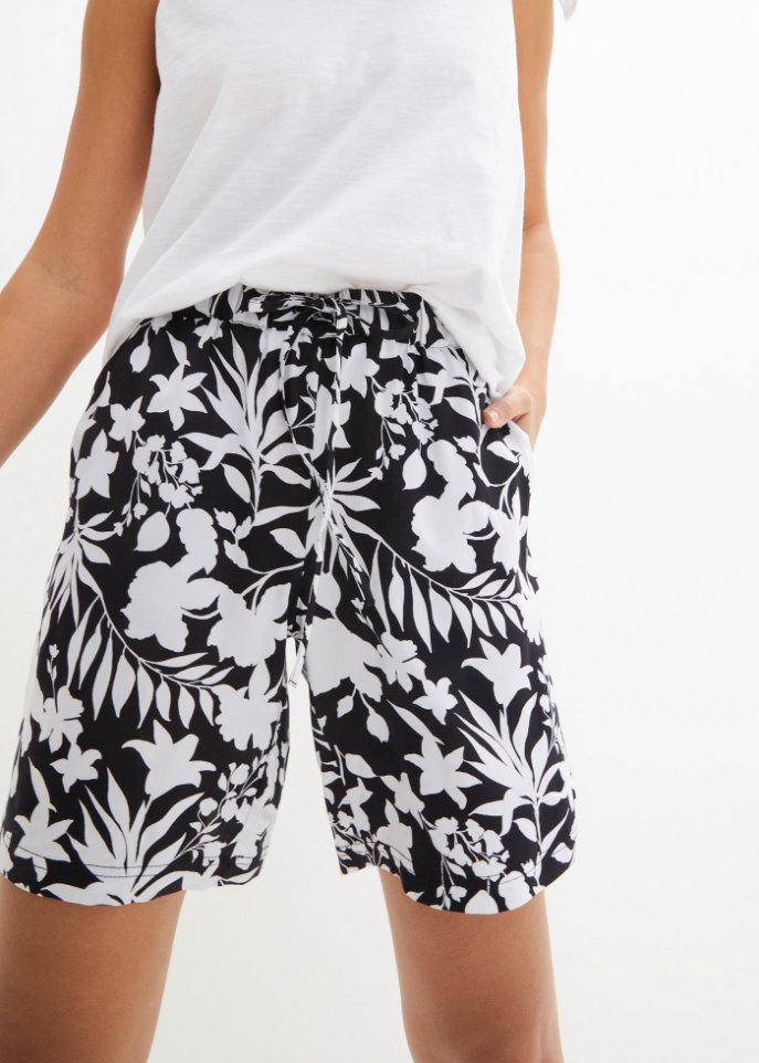 Weite Viskose Shorts mit High-Waist-Bequembund