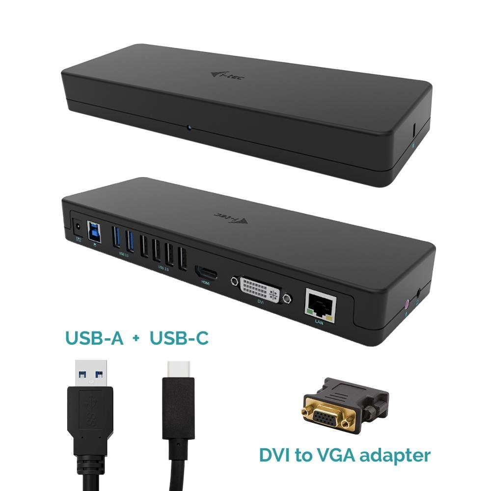 I-TEC Laptop-Dockingstation USB 3.0 / USB-C Dual Display Docking Station HDMI DVI + VGA