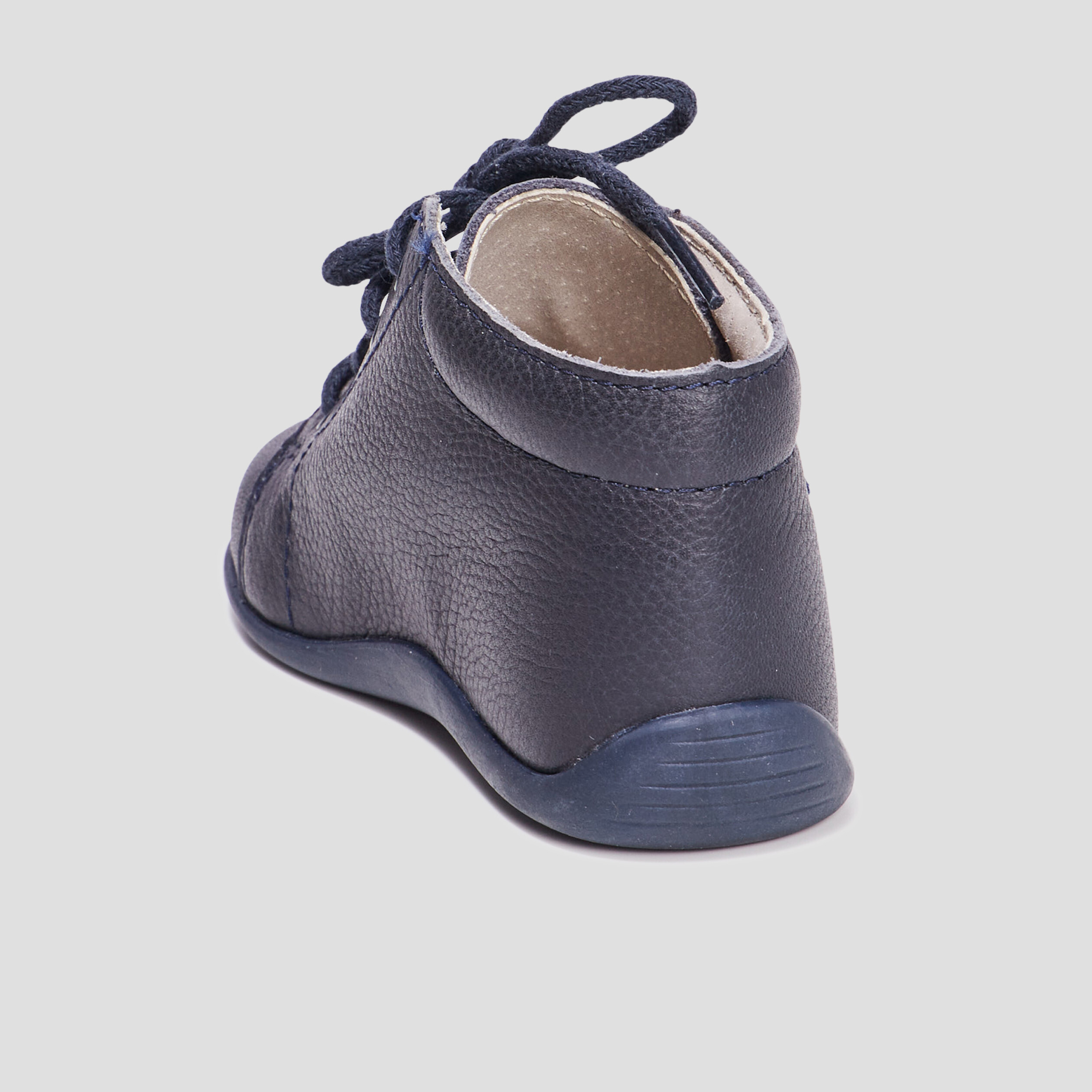 Bottillons à lacets en cuir bleu marine bébé garçon | La Halle
