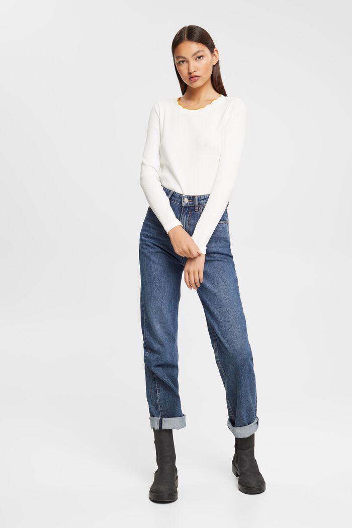 Geripptes Longsleeve, Stretch-Cotton