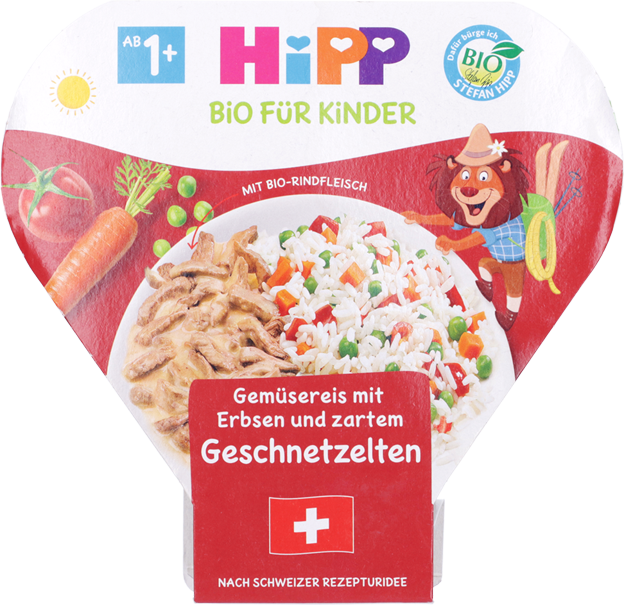 HiPP Bio Gemüsereis mit Erbsen & zartem Geschnetzelten