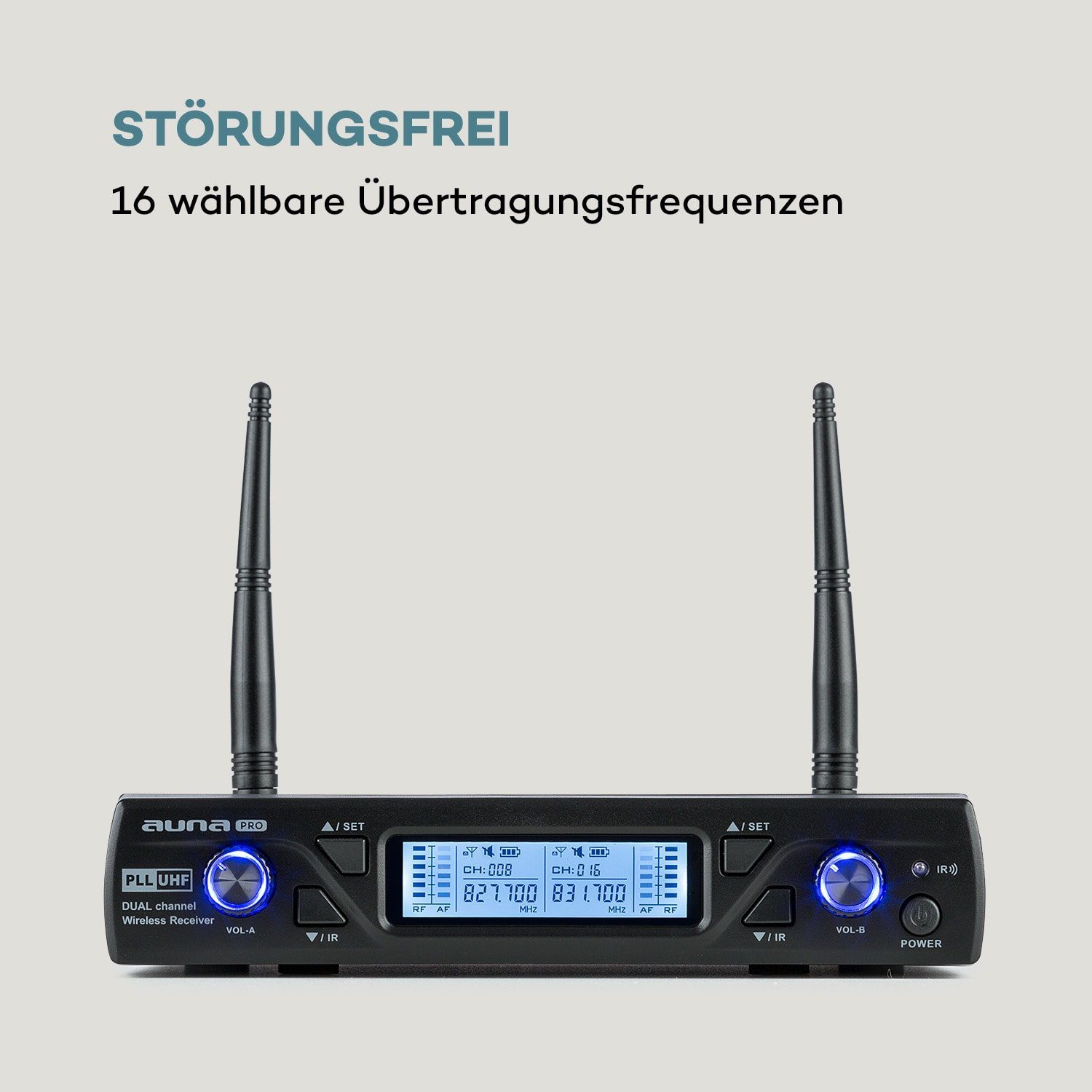 Auna Mikrofon UHF200C-2H 2-Kanal UHF-Funkmikrofon-Set (Set)