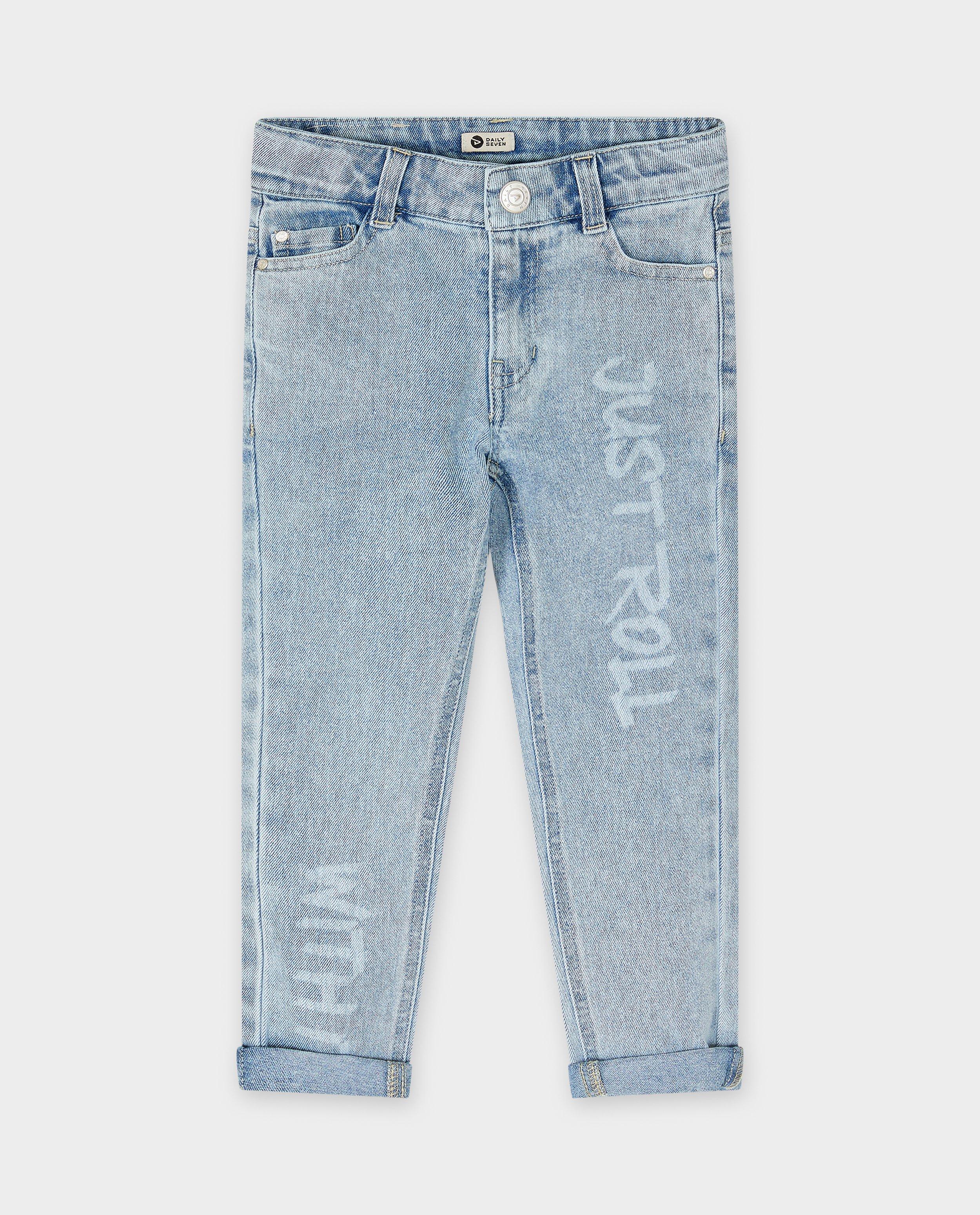 Daily 7 Blå jeans med blå text