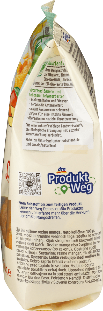Trockenfrüchte, Mangostreifen, Naturland, 100 g