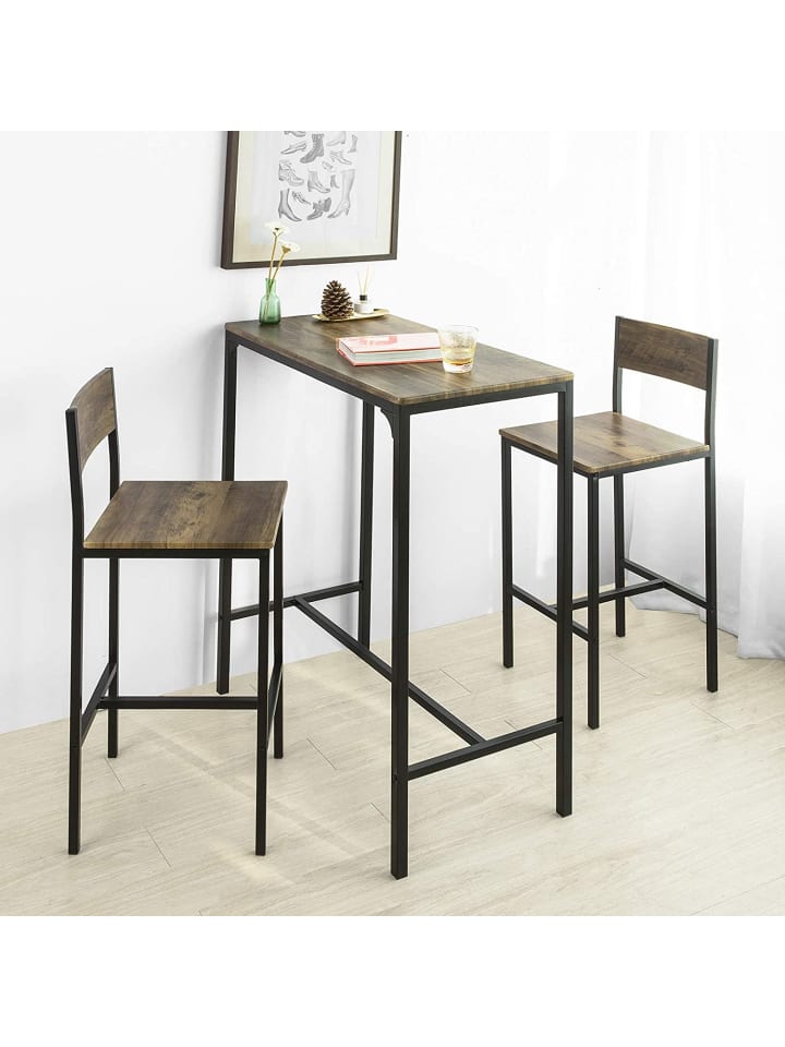 SoBuy Bartisch in Braun und Schwarz - Tisch(B)89 x (H)100 x (T)45cm/Stuhl(B)38 x (H)95 x (T)40cm günstig kaufen onesize