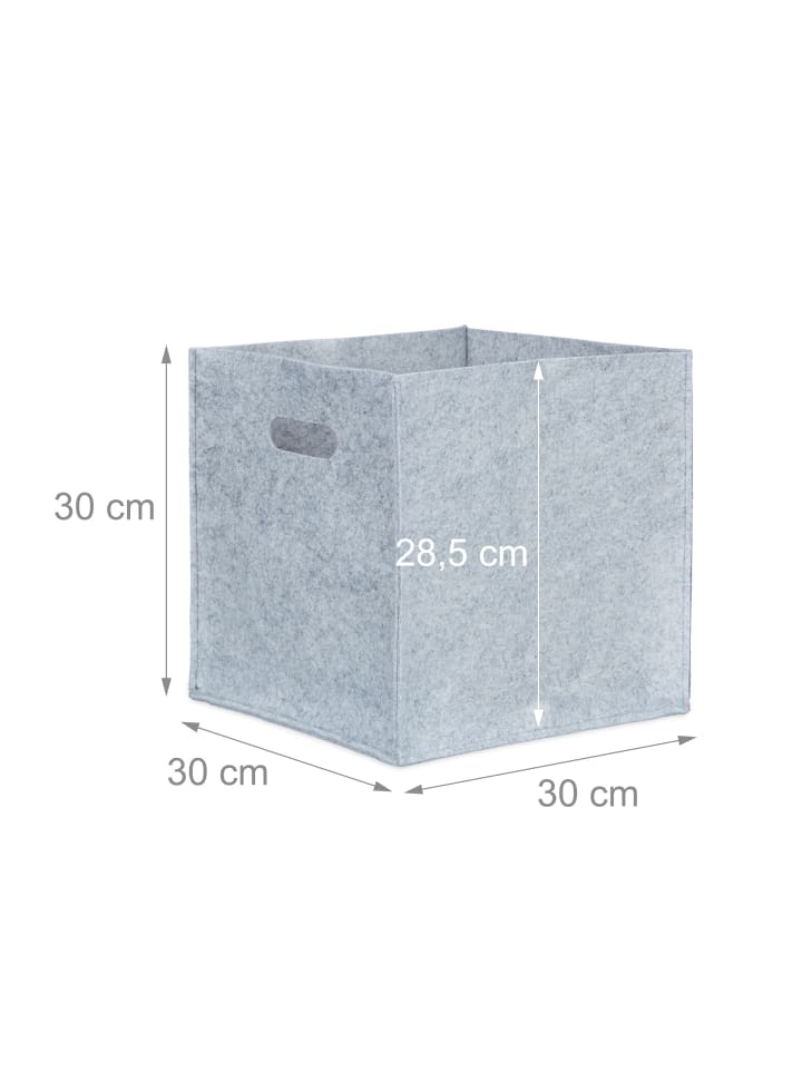 relaxdays 4x Filzkörbe in Grau - (B)30 x (H)30 x (T)30 cm günstig kaufen onesize