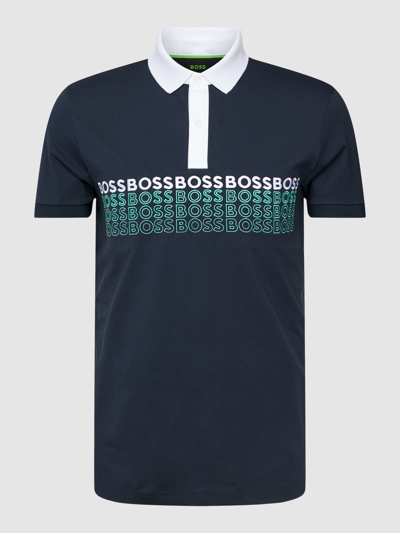 Poloshirt mit Label-Stitching Modell 'Pavel' in marineblau