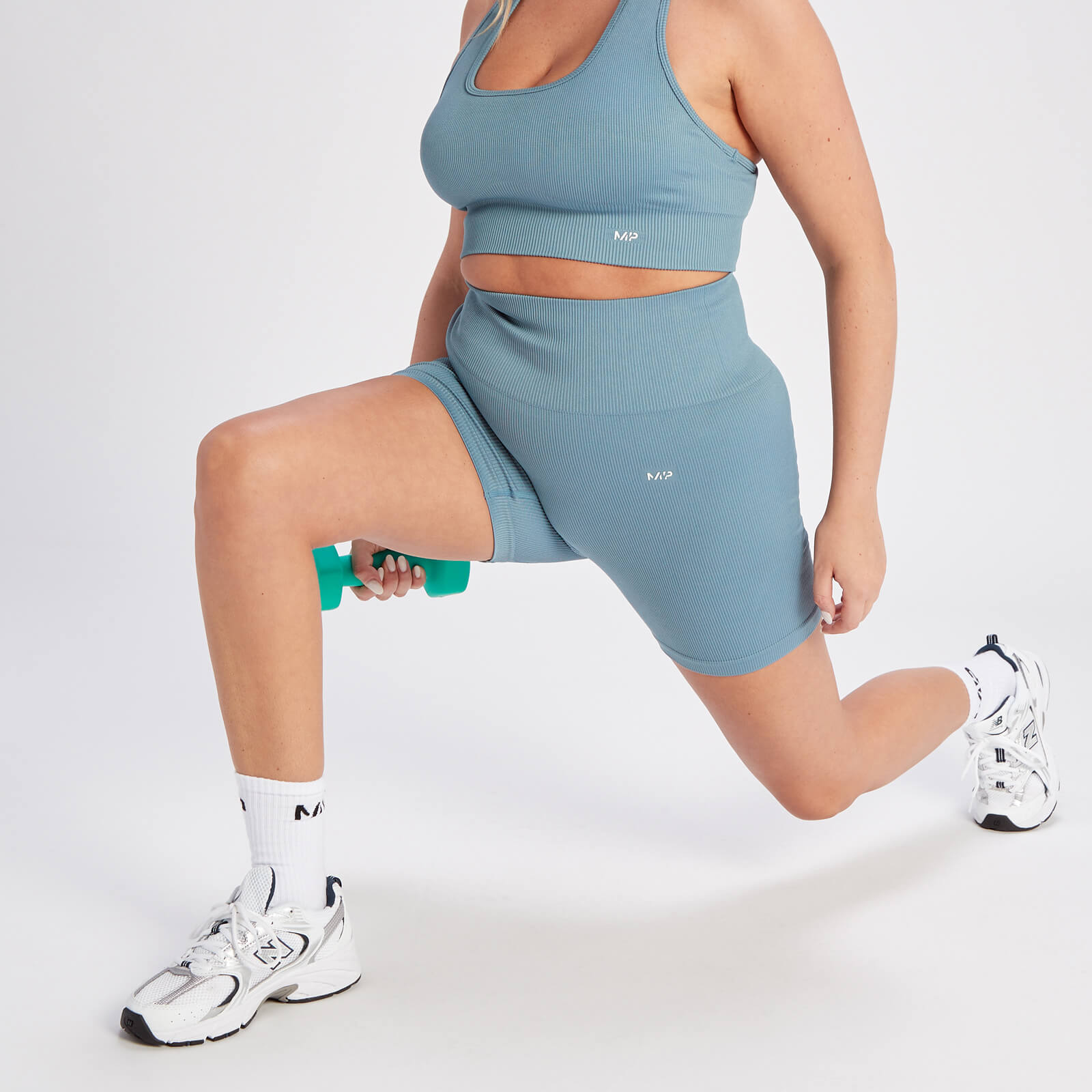 Short côtelé sans coutures MP Tempo pour femmes – Bleu gris