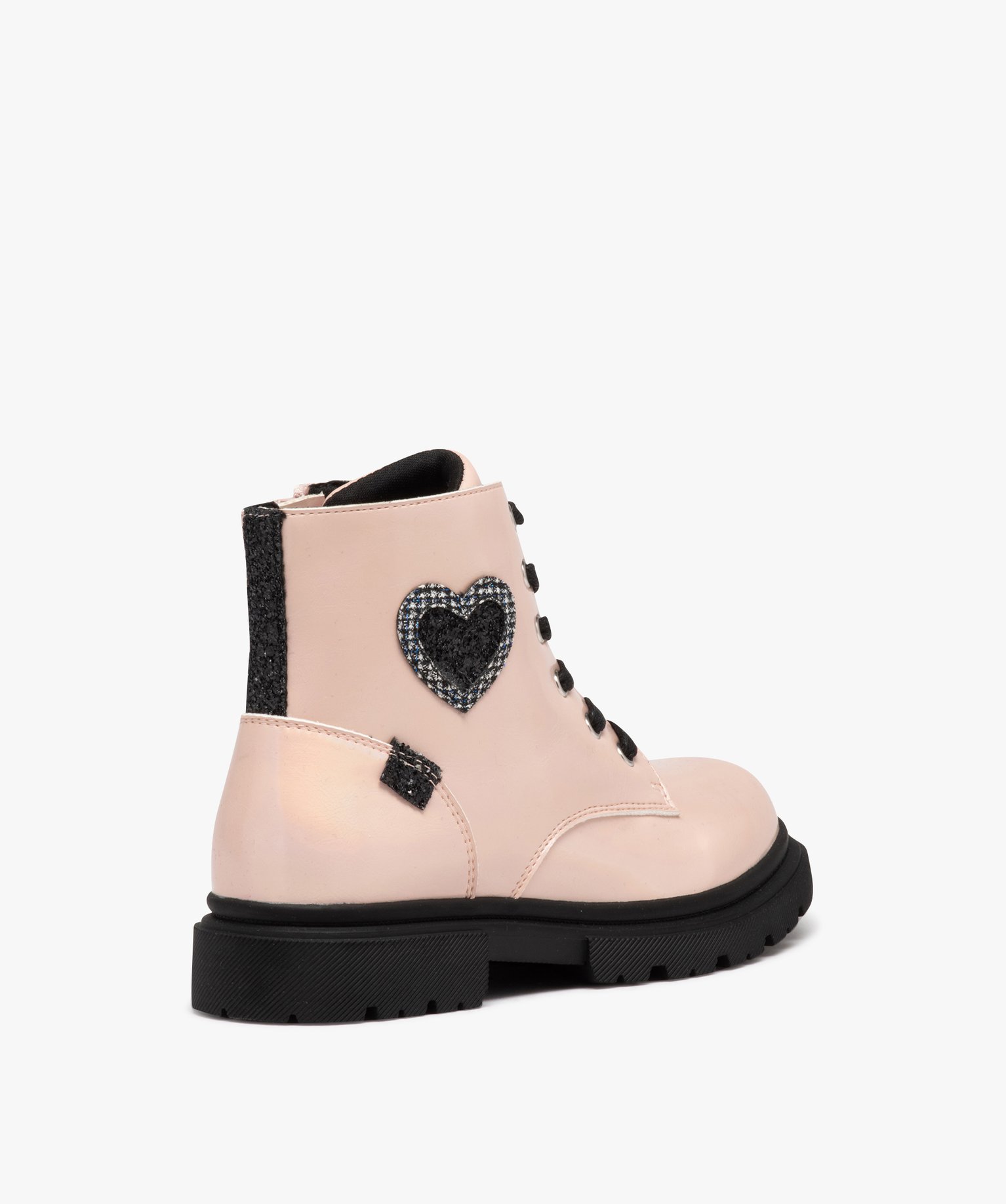 Boots fille mid-cut vernies à semelle crantée rose | GEMO