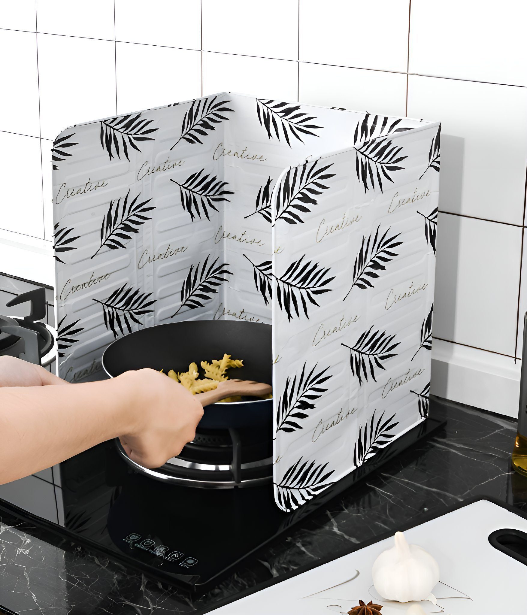 Yunnker Küchenrückwand Hochtemperaturbeständiger, faltbarer Spritzschutz aus Aluminium, (2-tlg)