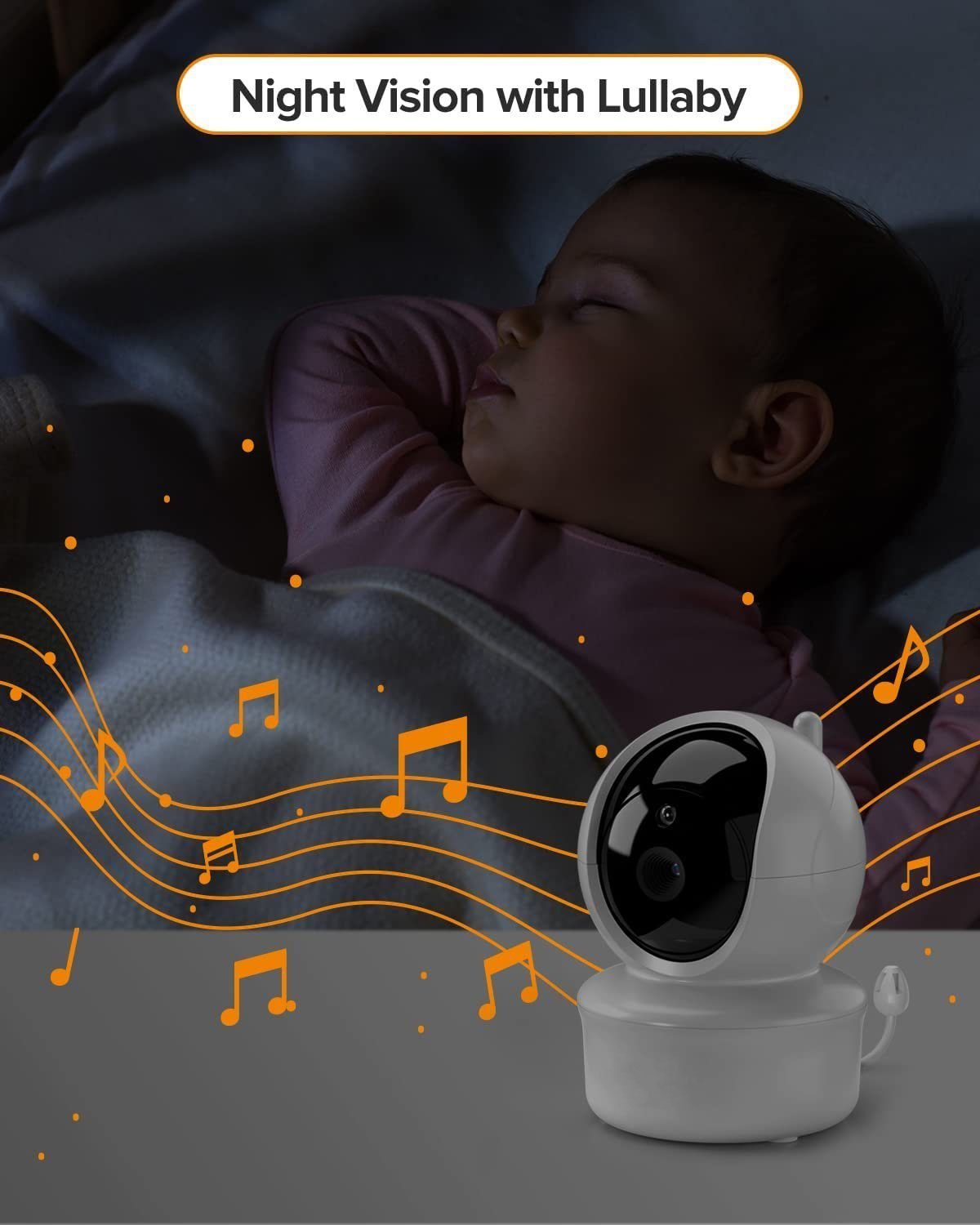 Mutoy Video-Babyphone Babyphone mit Kamera, Ferngesteuerter Pan-Tilt-Zoom, Extra Großer 5-Zoll-LCD-Bildschirm, Infrarot-Nachtsicht, Temperaturanzeige, Schlaflieder, Zwei-Wege-Audio, Gegensprechfunktion und Smart ECO-Modus