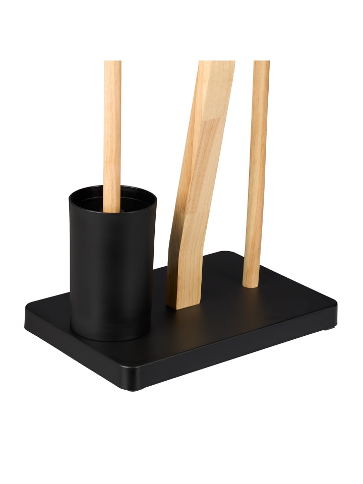 relaxdays WC Garnitur in Schwarz/ Natur - (B)30 x (H)80 x (T)20 cm günstig kaufen onesize