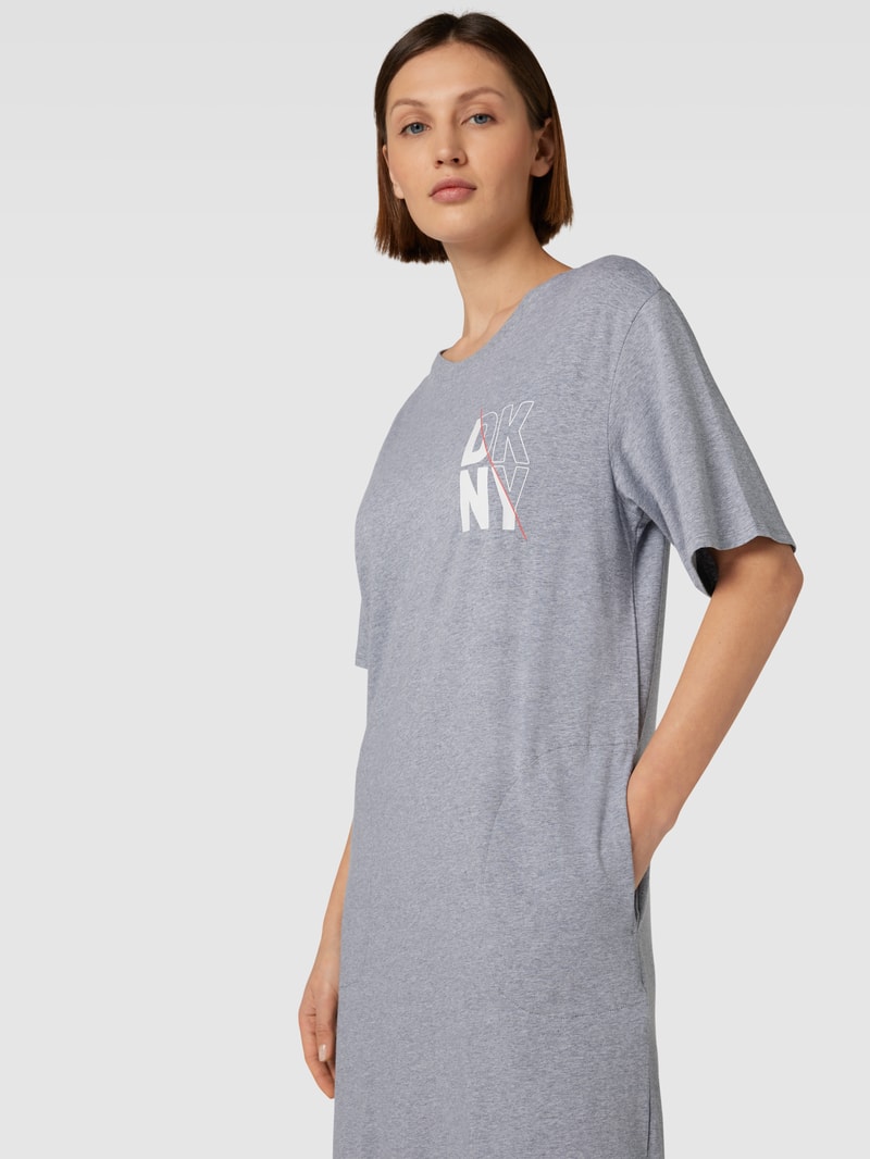 Nachthemd mit Logo-Print in mittelgrau