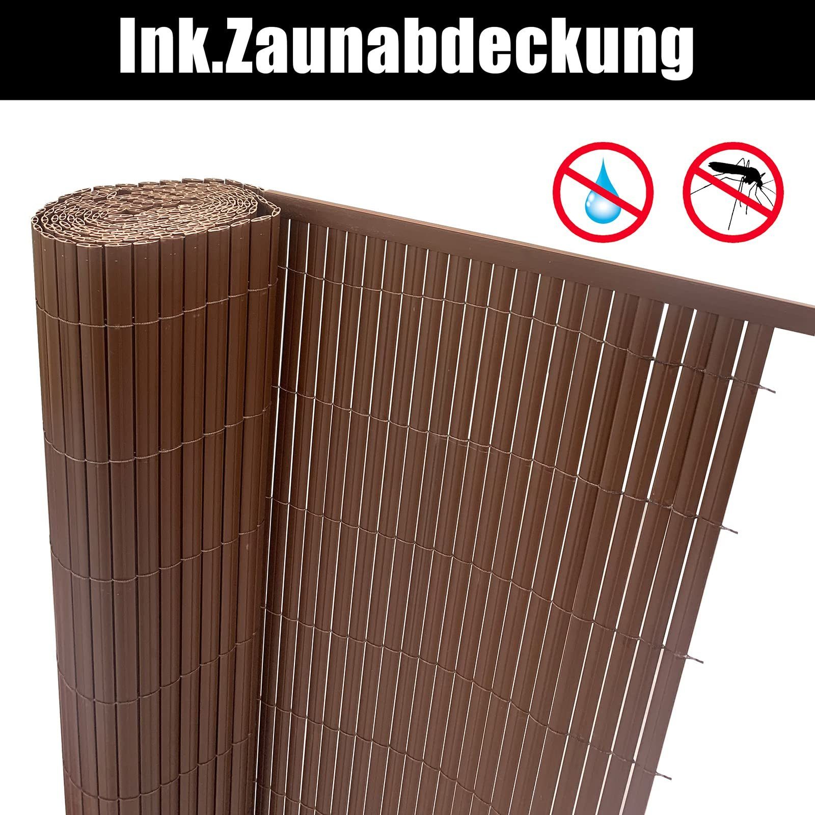 interGo Sichtschutzzaunmatten PVC Sichtschutzmatte Sichtschutz Wetterfest Zaun Zaunmatte, (Sichtschutzzaunmatten-Set)