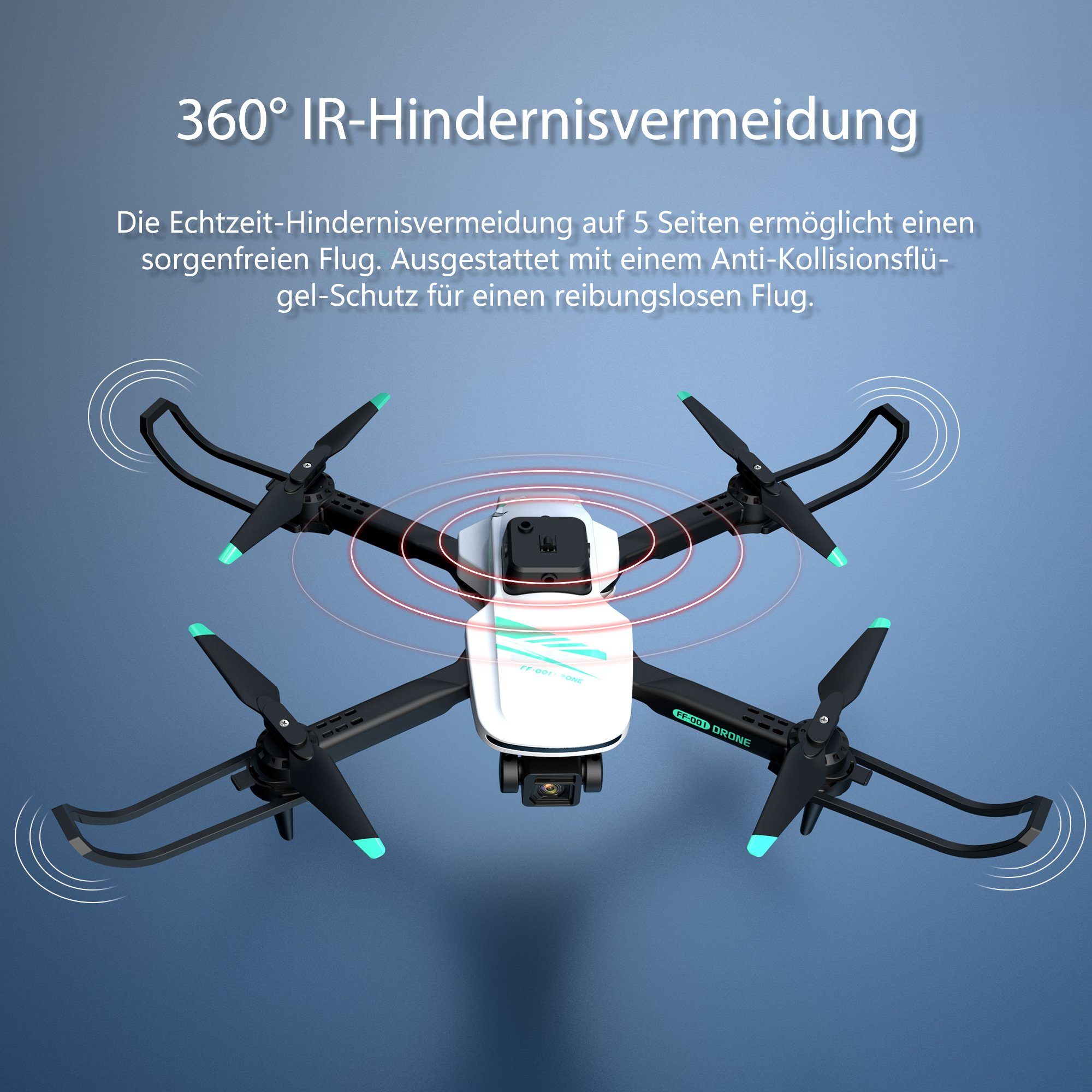 TizzyToy Drohne, Spielzeug, App-Steuerung, 360-Grad-Hindernisvermeidung Spielzeug-Drohne (4K-Kamera, Three speed modes: low, medium and high (indoor, outdoor, play),Air pressure height setting, optical flow positioning, Gestensteuerung, 3D FlipFoldab