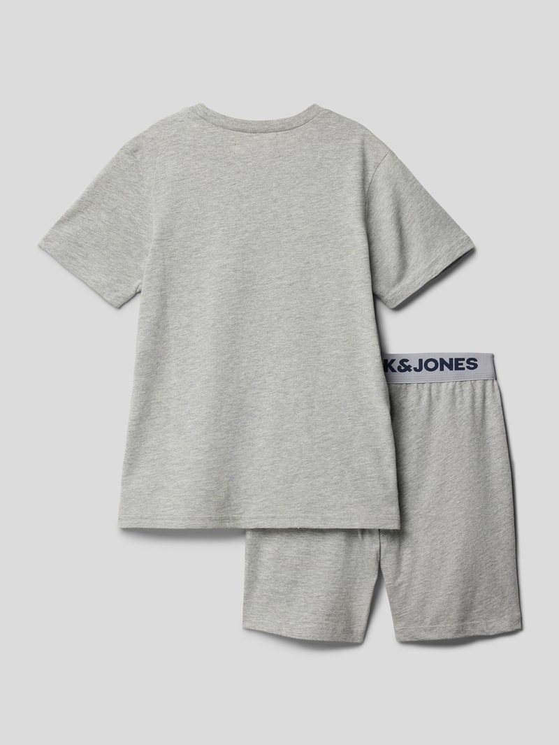 Pyjama mit Label-Print Modell 'AARON' in mittelgrau meliert