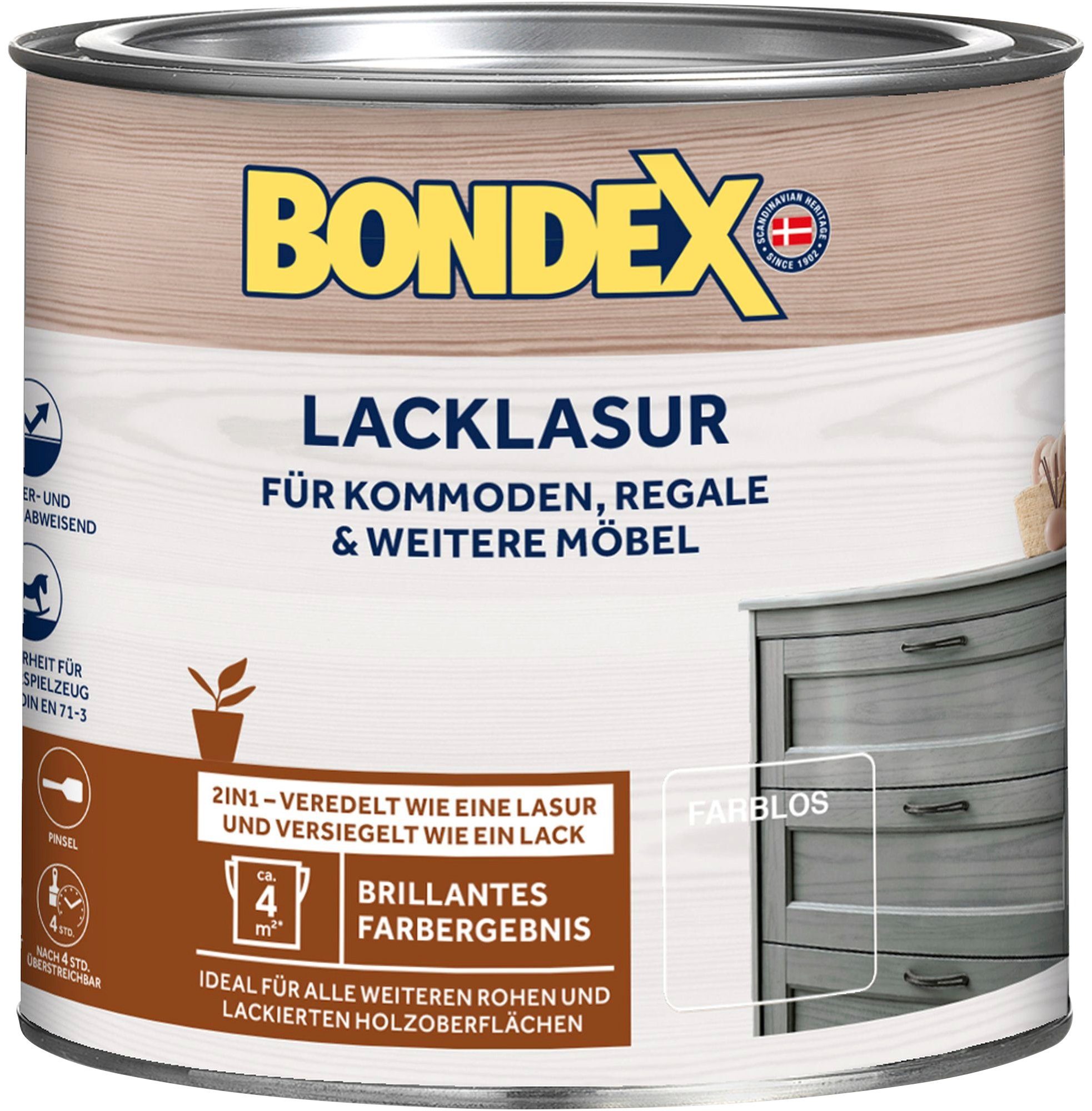 Bondex Holzschutzlasur LACKLASUR, Weiß, 0,375 Liter Inhalt