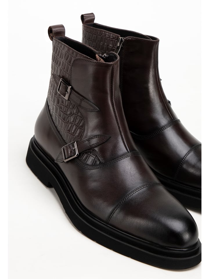 Wittchen Men's brown leather Chelsea boots with croc details I WITTCHEN in Brown günstig kaufen