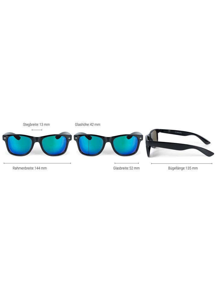 styleBREAKER Nerd Sonnenbrille in Schwarz glanz / Blau günstig kaufen onesize