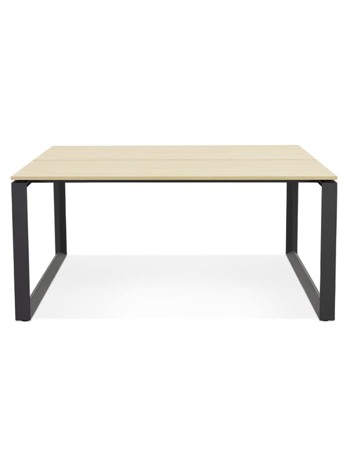 KADIMA DESIGN Schreibtisch 140x140 cm modern Arbeitszimmer Bürotisch in Beige-Schwarz günstig kaufen