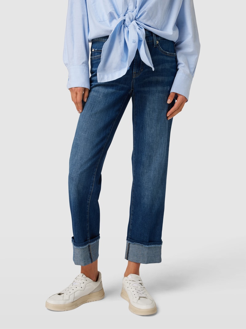 Straight Fit Jeans mit Zierbesatz Modell 'Paris' in blau