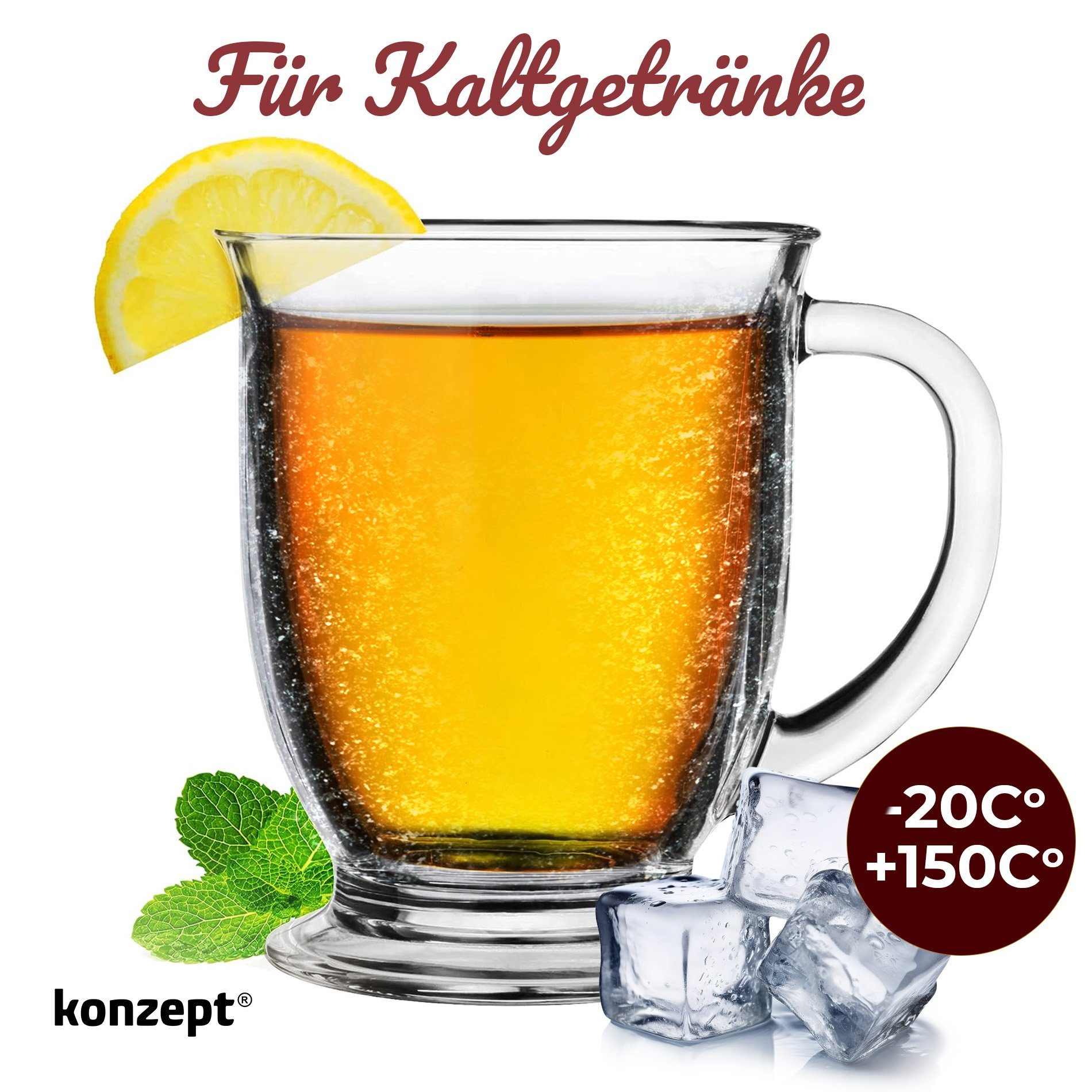 Konzept 11 Gläser-Set Teegläser mit Henkel 4/6 Stk. Glühweinbecher