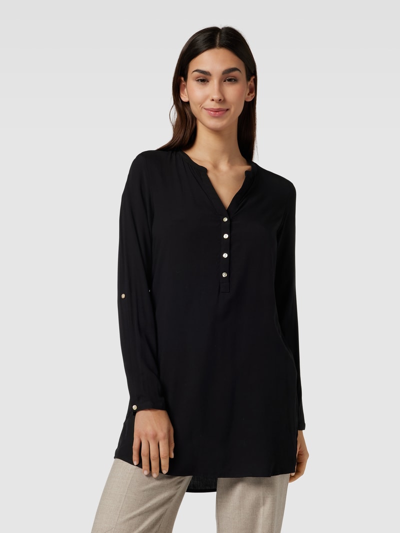Bluse mit Tunikakragen in black
