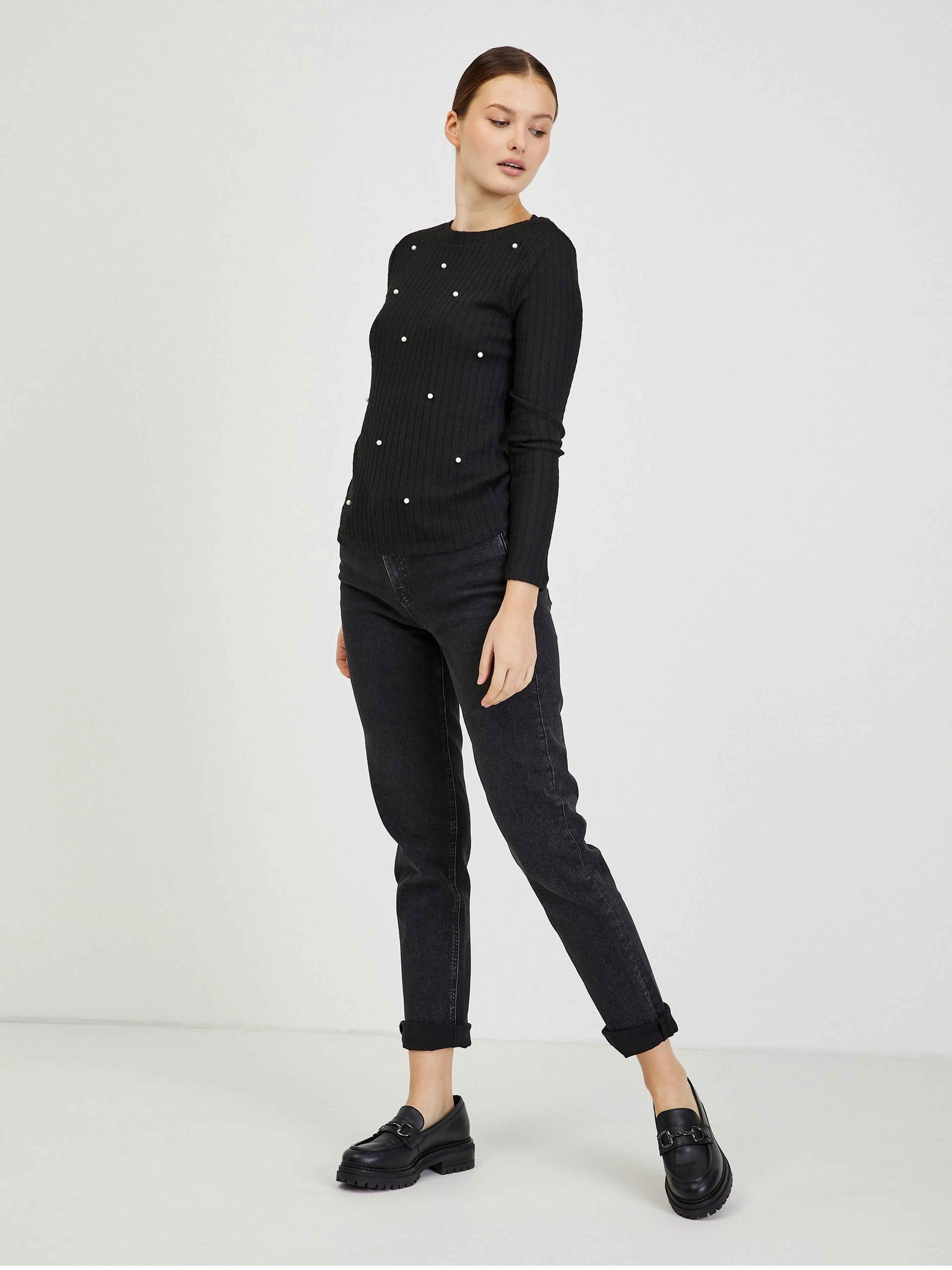 Schwarzer Damen Rippenpullover ORSAY