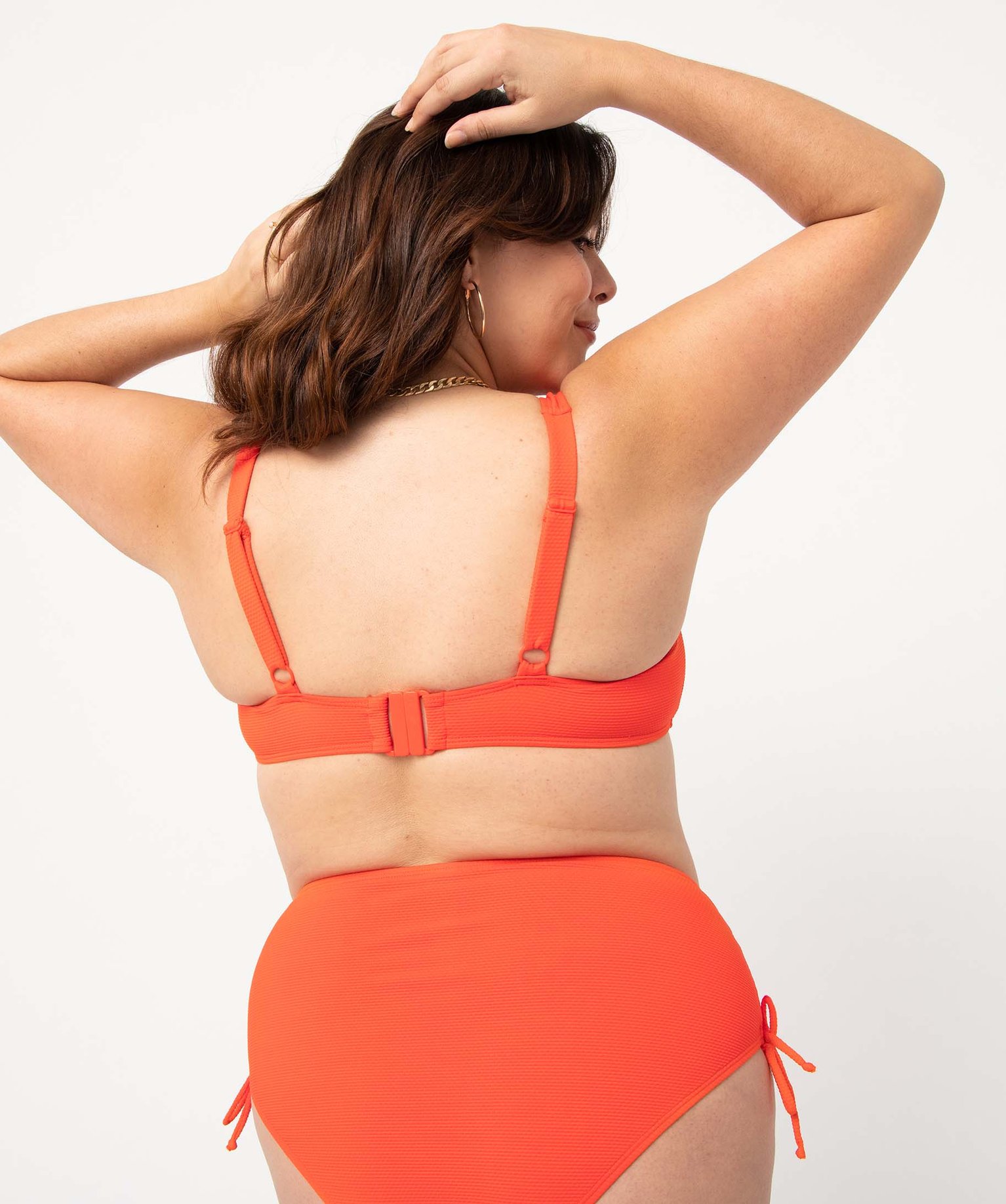 Haut de maillot de bain femme grande taille en maille texturée rouge | GEMO