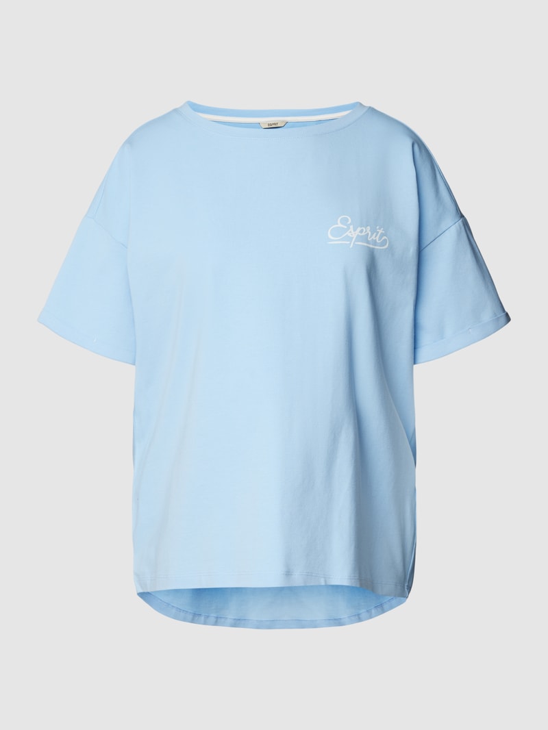 Pyjama-Oberteil mit Label-Print in hellblau