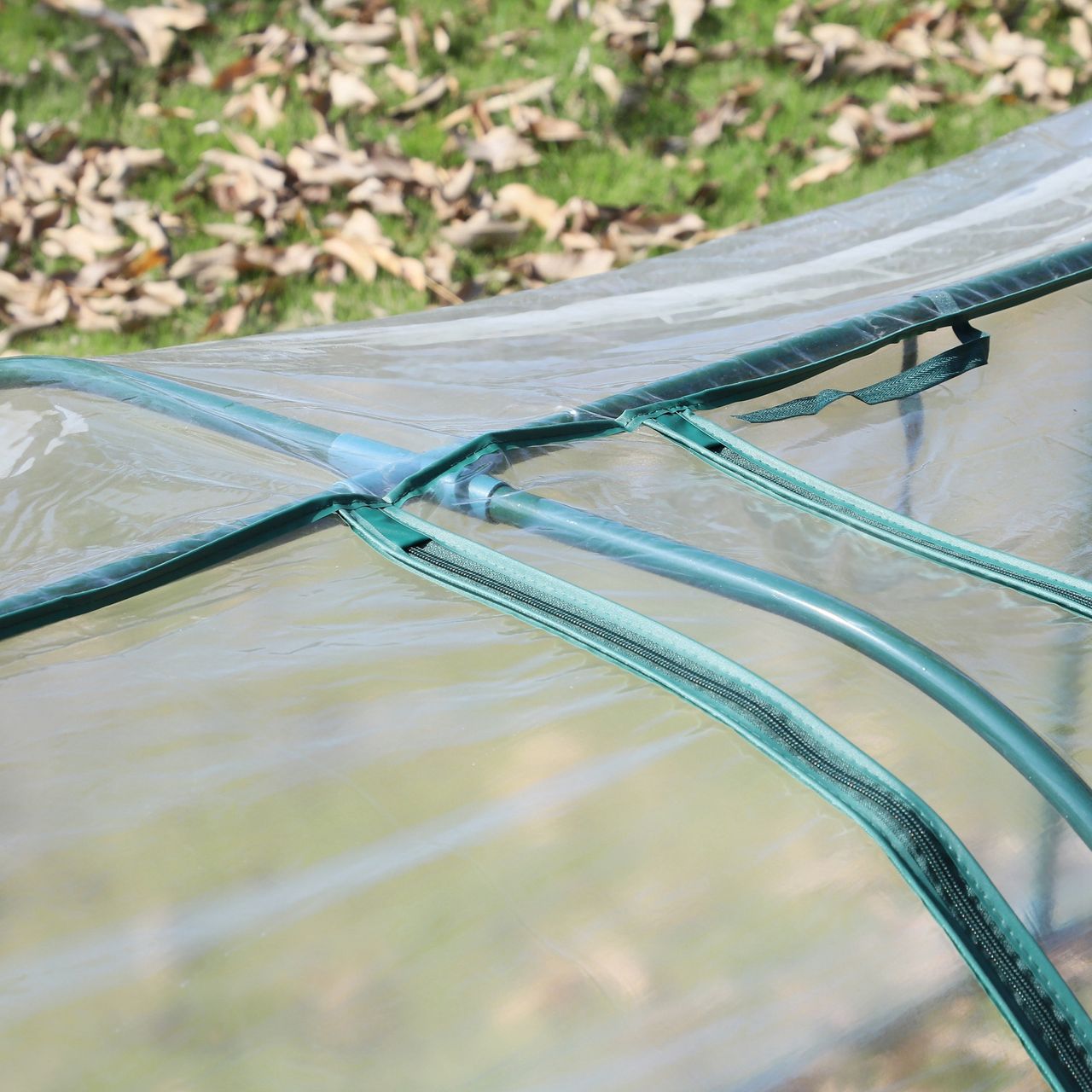 Outsunny Foliengewächshaus Treibhaus Tür Pflanzenaufzucht Stahl PVC