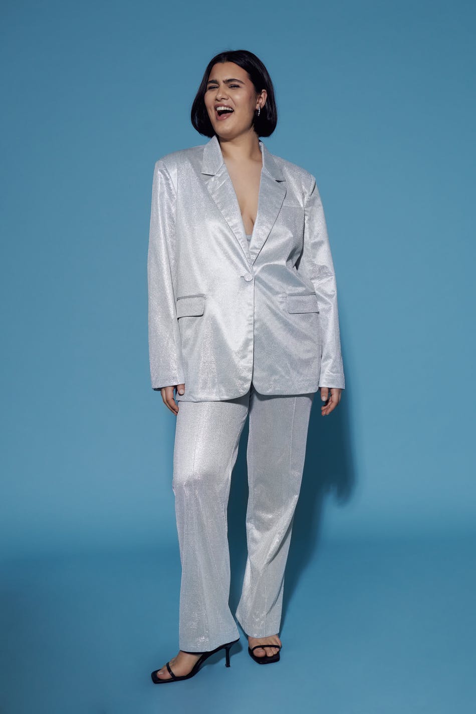 Oversized silver blazer