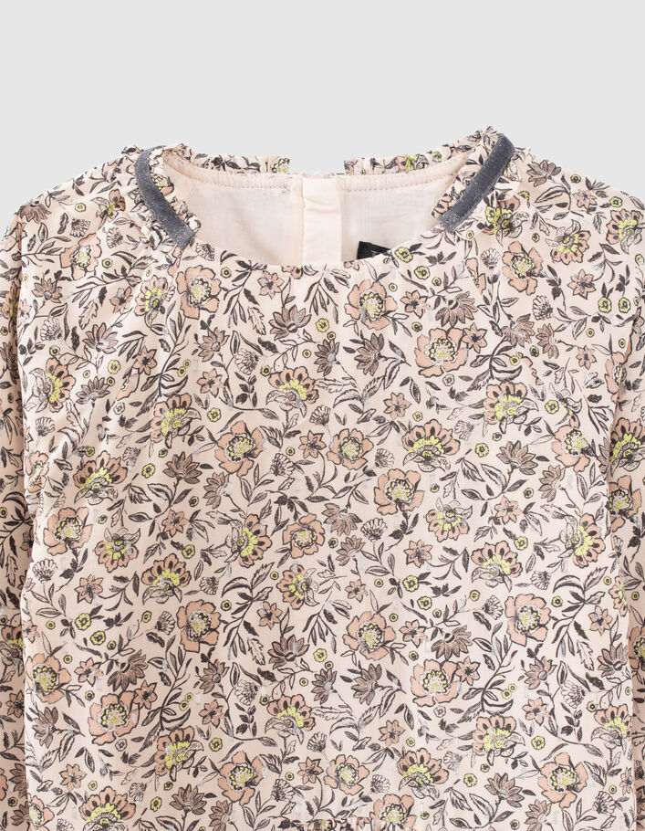 Robe beige imprimé fleurs fille